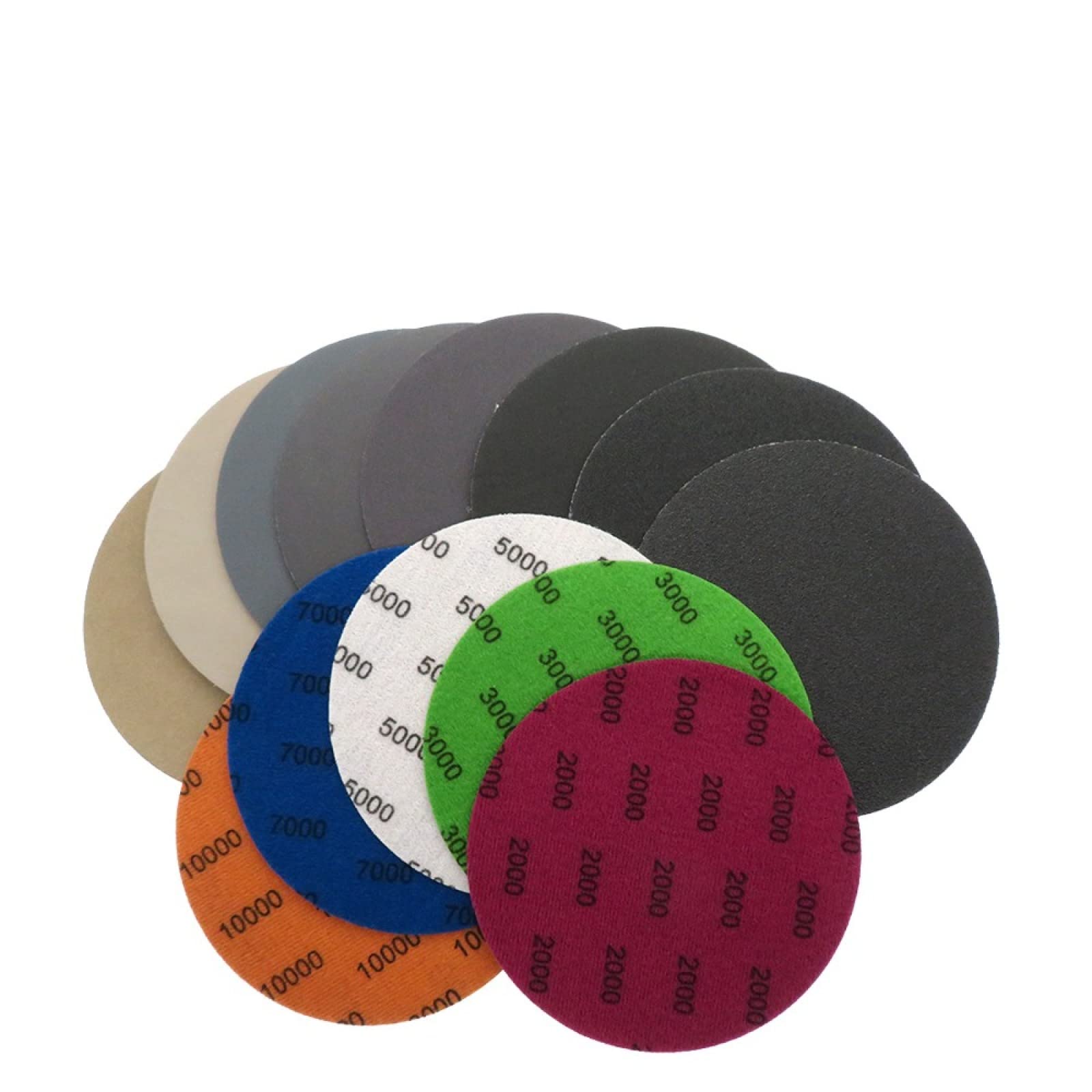 50 Unidades de Papel de Lija Redondo de 5 Pulgadas, Discos de Lijado de Grano 60-10000, 125mm, Gancho en seco húmedo, Bucle de carburo de silicio for Pulido y Pulido(120)