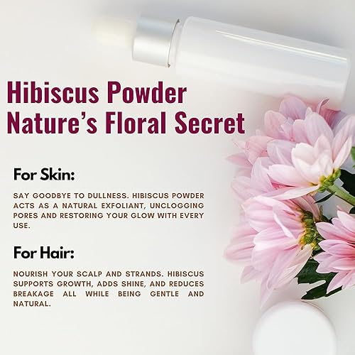 Miniatura 3 de Hibiscus Powder for Skin 8.01 oz  Hibiscus Powder for Face (8 oz)  Polvo de hibisco crudo 100% puro para cabello, piel y té  Vegano, sin OMG, sin