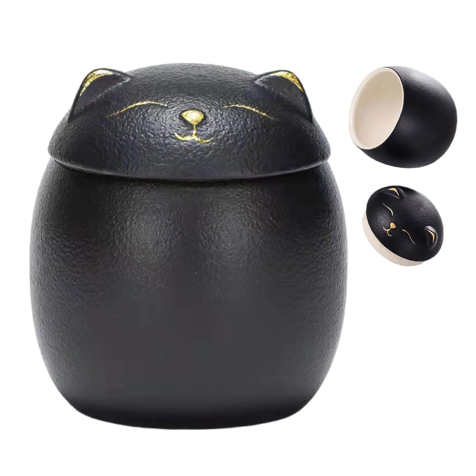 猫用遺骨壷 | 陶器製 小型犬用メモリアル骨灰壷,防水性 思い出ボックス 供養用 棚・マントル 小型テーブル セレモニー 首輪・肉球プリント収納