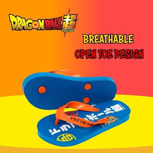 Tongs Enfant Dragon Ball Z Officiel - Orange Avec Logo DBZ - Sous Licence Originale