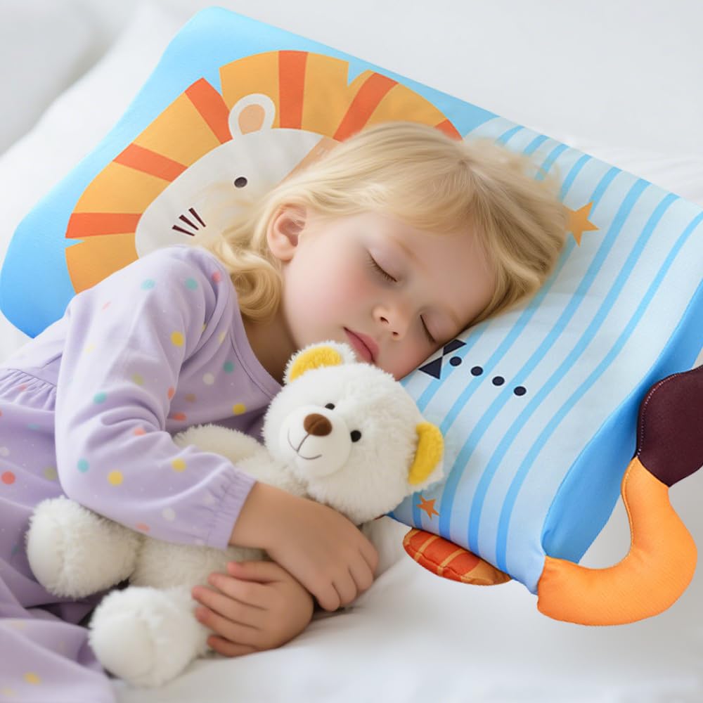 Oreiller Enfant, 45 x 27 x 6 cm Coussin pour Enfant, Respirant, Confortable, Détachable, Oreiller Ergonomique Enfants, CoussinEnfants, Coussin Bebe pour Enfants à Aartir de 3 Ans