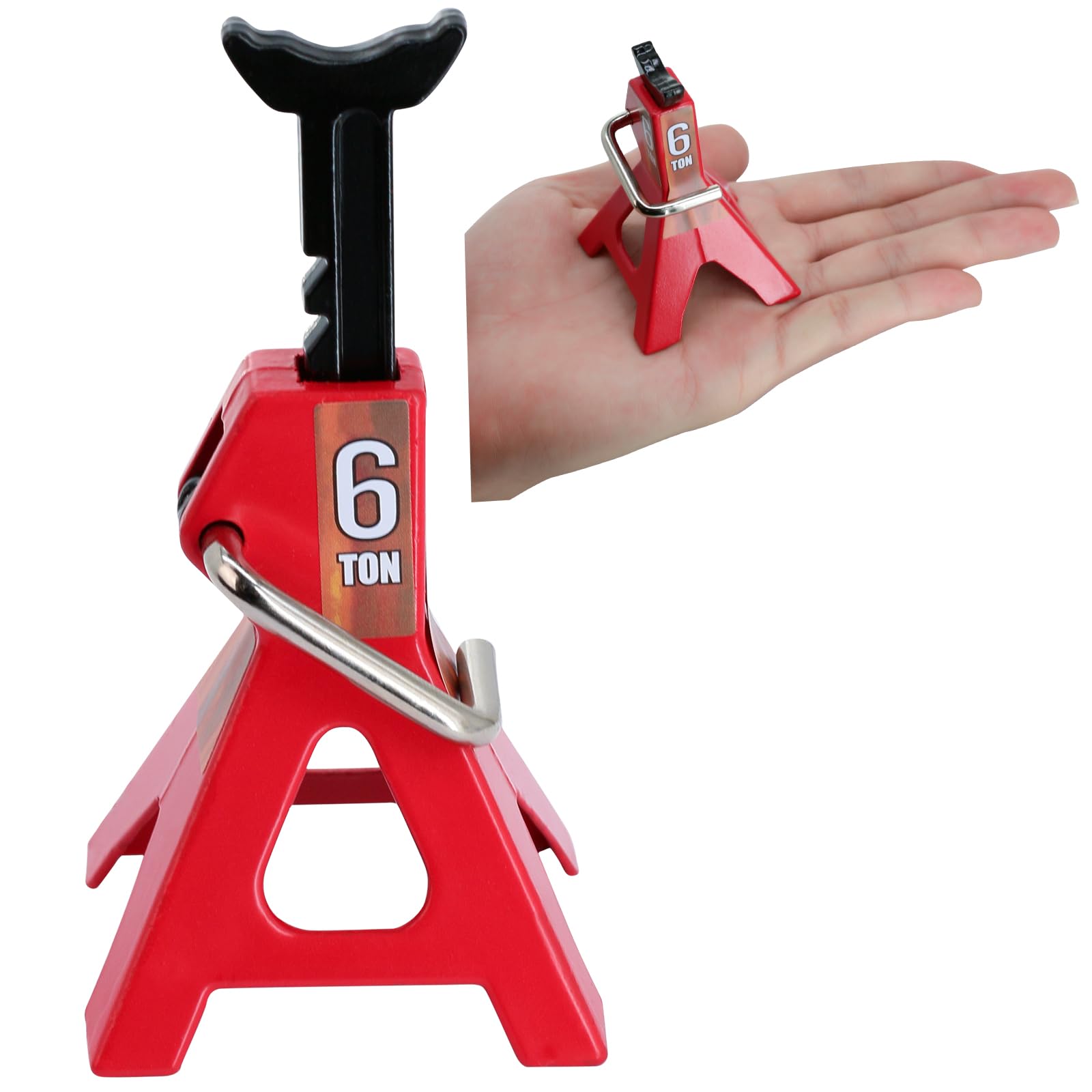 4 Pack 1/10 Remote Control Car Scale Metal Jack Stand Repair for Traxxas TRX4 Axial SCX10 1/10 RC Climbing Car,Note: for 1:10 RC Cars only, not for Real Cars(Red)