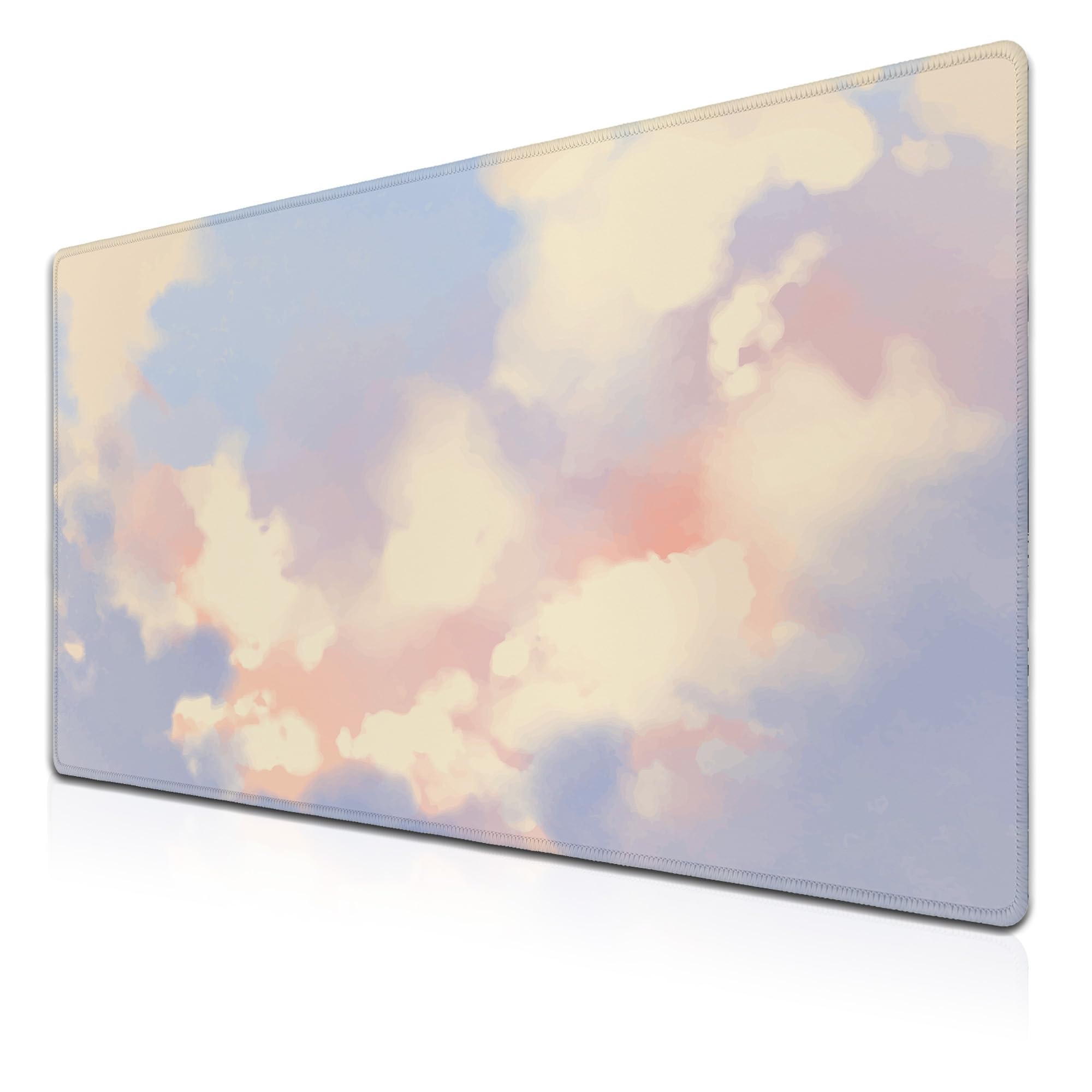 Samgula Gaming Mouse Pad Pink Keyboard Mat, Large Mouse Pads Desk Mat for Women Office Desk Pads, Non-Slip Rubber Base, 35.4 x 15.7 inch for Work/Game/Office/Home Pastel Color Sky