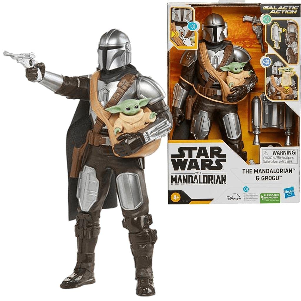 Star Wars, Boneco The Mandalorian e Grogu Interativos, Cinza