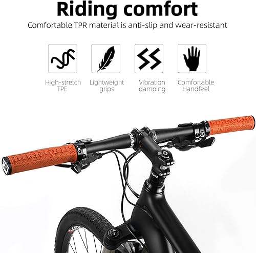 Miniatura 8 de ROCKBROS Agarres de manillar de bicicleta de doble bloqueo para bicicleta MTB, agarre ergonómico de goma antideslizante para scooter, montaña, BMX,