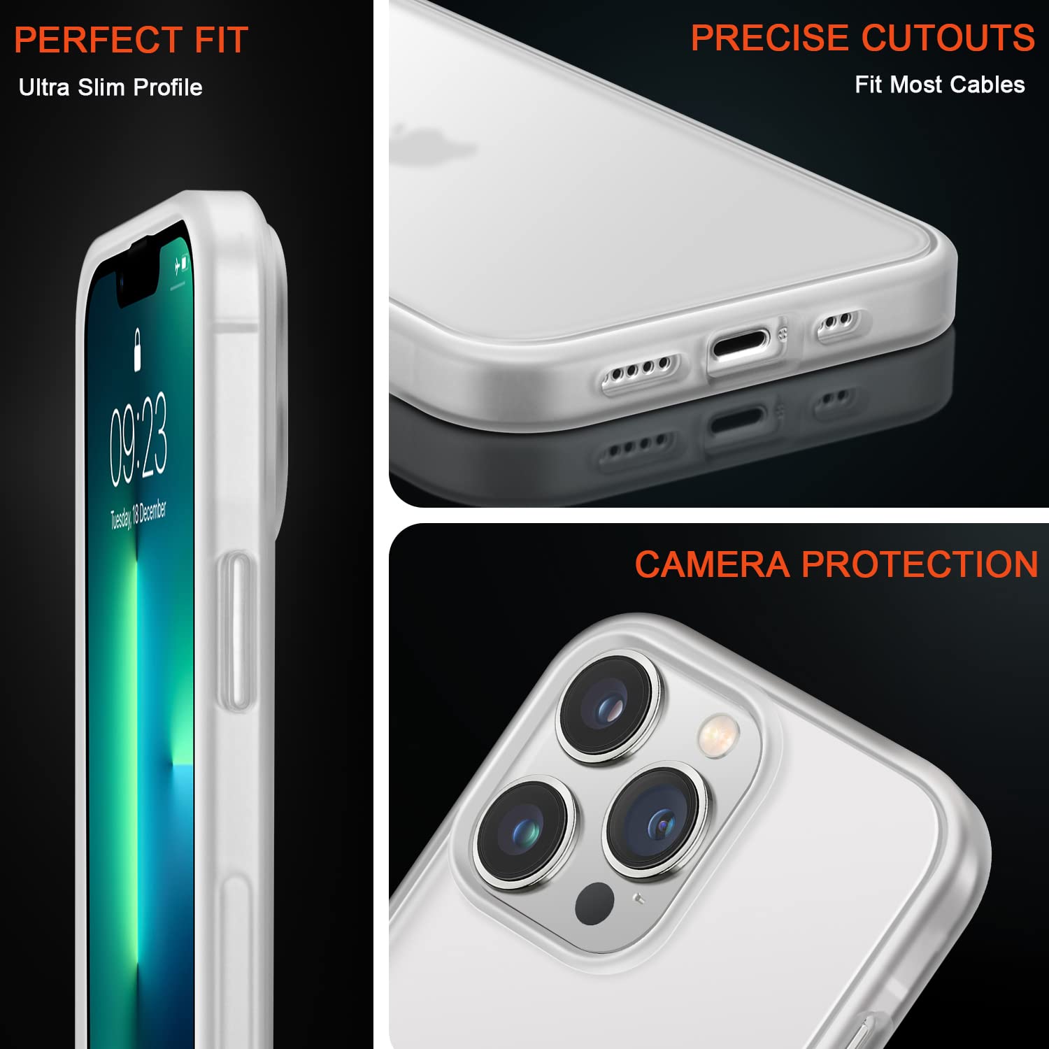 iPhone 13 Pro 用ケース 半透明 マット感 擦り傷防止 指紋防止