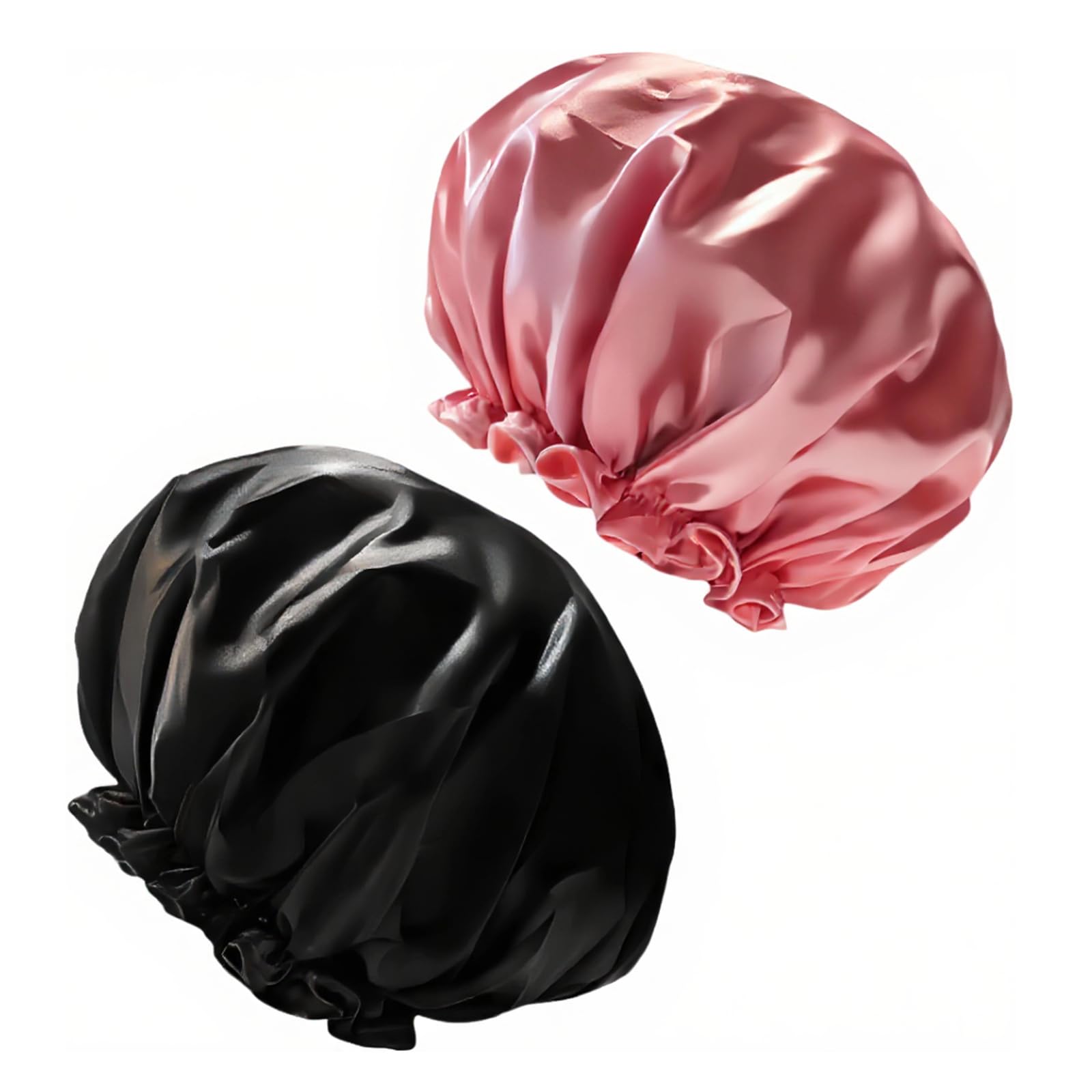 Vexillora Extra Large Shower Cap 2 Pack Waterproof Dual Layer for Long Curly Thick Hair UK Womens Non Slip Elastic Band Mould Resistant Durable Thickened Reusable Bathing Cap