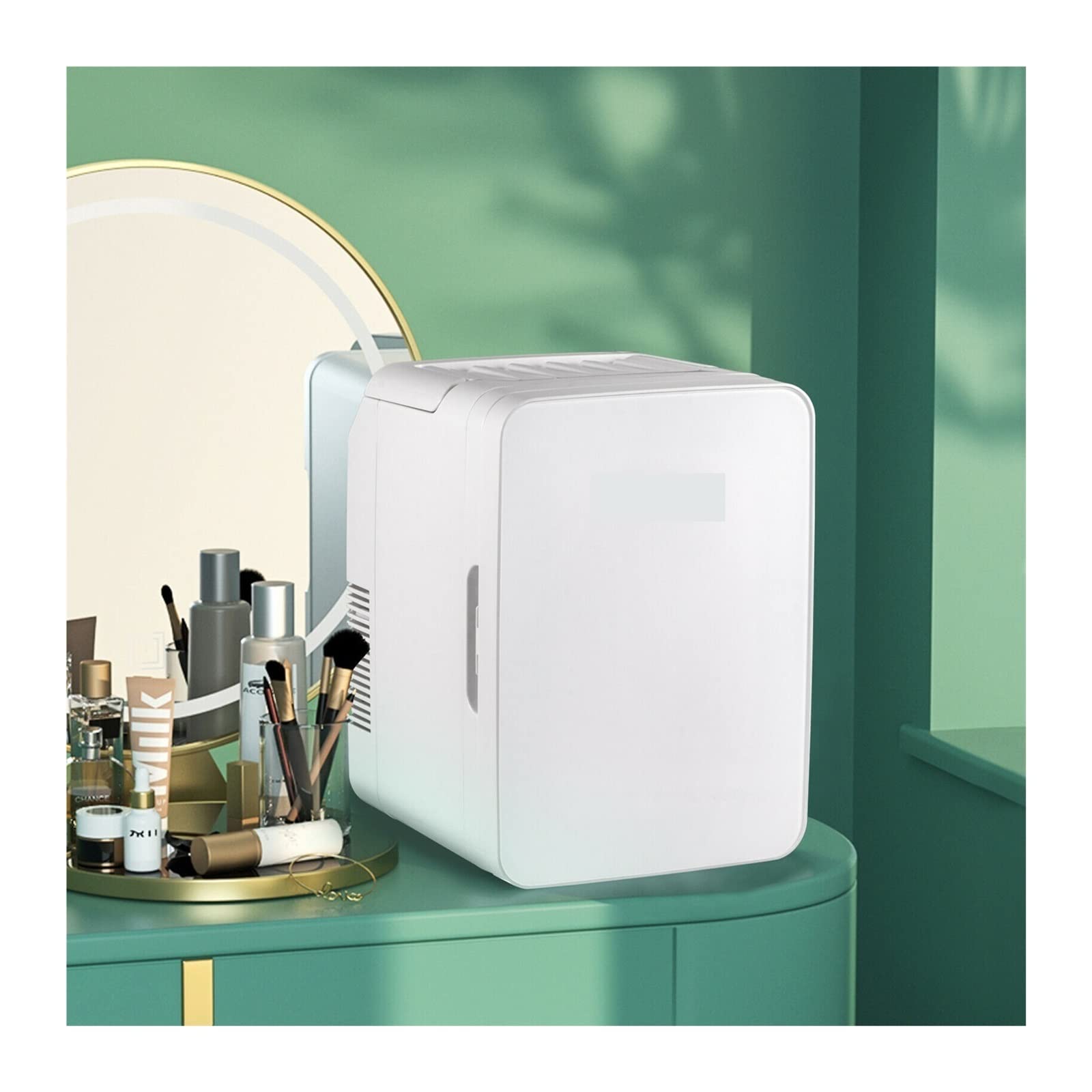 10L 15L Mini Makeup Fridge Car Refrigerator Freezer Cooler & Warmer for Home Car Use Storing Skincare Cosmetic Food Drink(10L White)