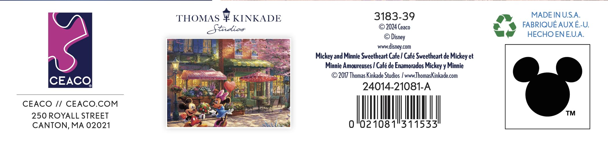 Ceaco - Thomas Kinkade - Disney - Mickey & Minnie Sweetheart Café - Puzzle mit 1000 Teilen