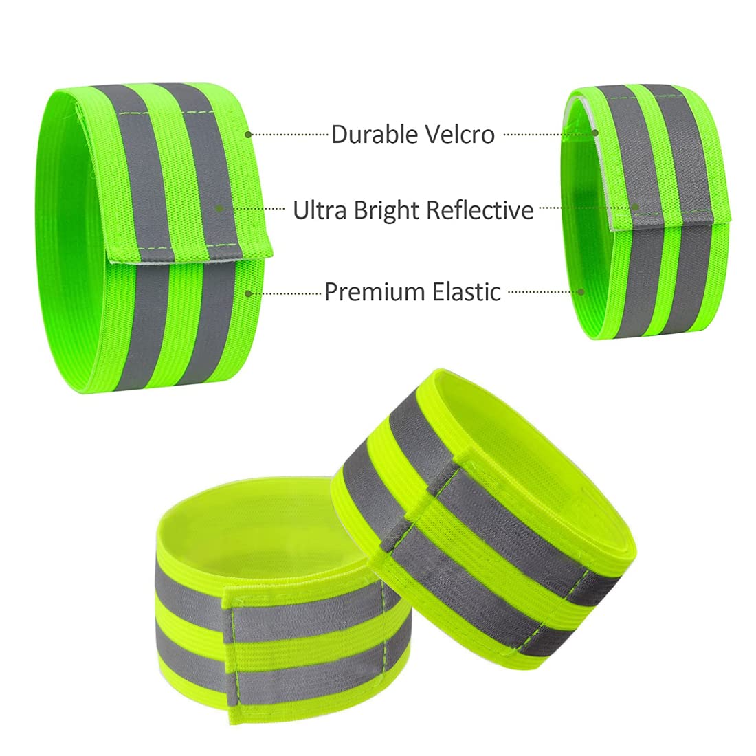 luou 10 Stuks Reflecterende Riem Elastische Armband, Hoge Zichtbaarheid Elastische Reflecterende Armbanden,Reflecterende Armbanden Reflecterende Banden Elastisch Enkel,voor hardlopen,fietsen(Oranje