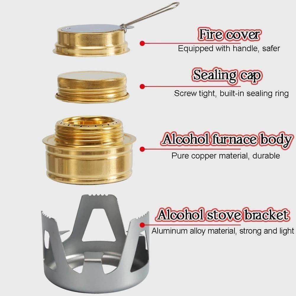 Réchaud à Alcool Outdoor - Aluminium Et Titane - Léger Et Compact (Taille L) équipement Randonnée Compact