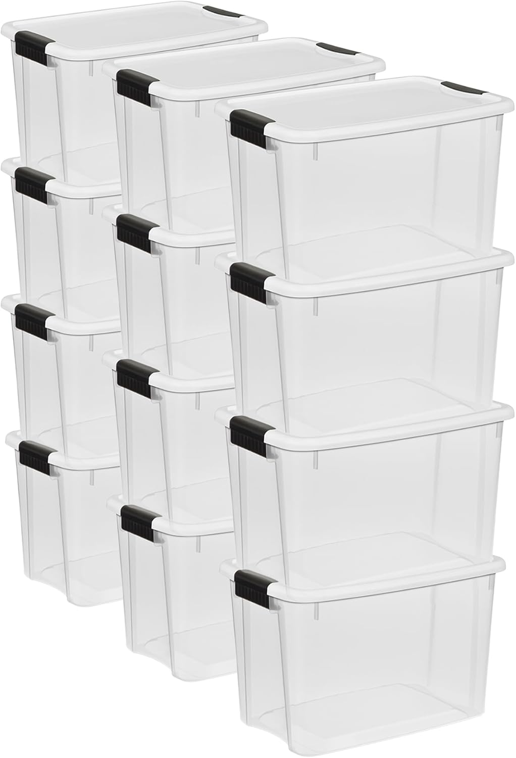 Sterilite 12-Pack Ultra Latching Box, Storage Bins with Lids, Clear Plastic, 30 Quart - Heavy-Duty Organizing Containers for Closet, Bathroom, and Office 30 Quart 12-Pack SIMILAR NOT EXACT ITEM DAMAGED