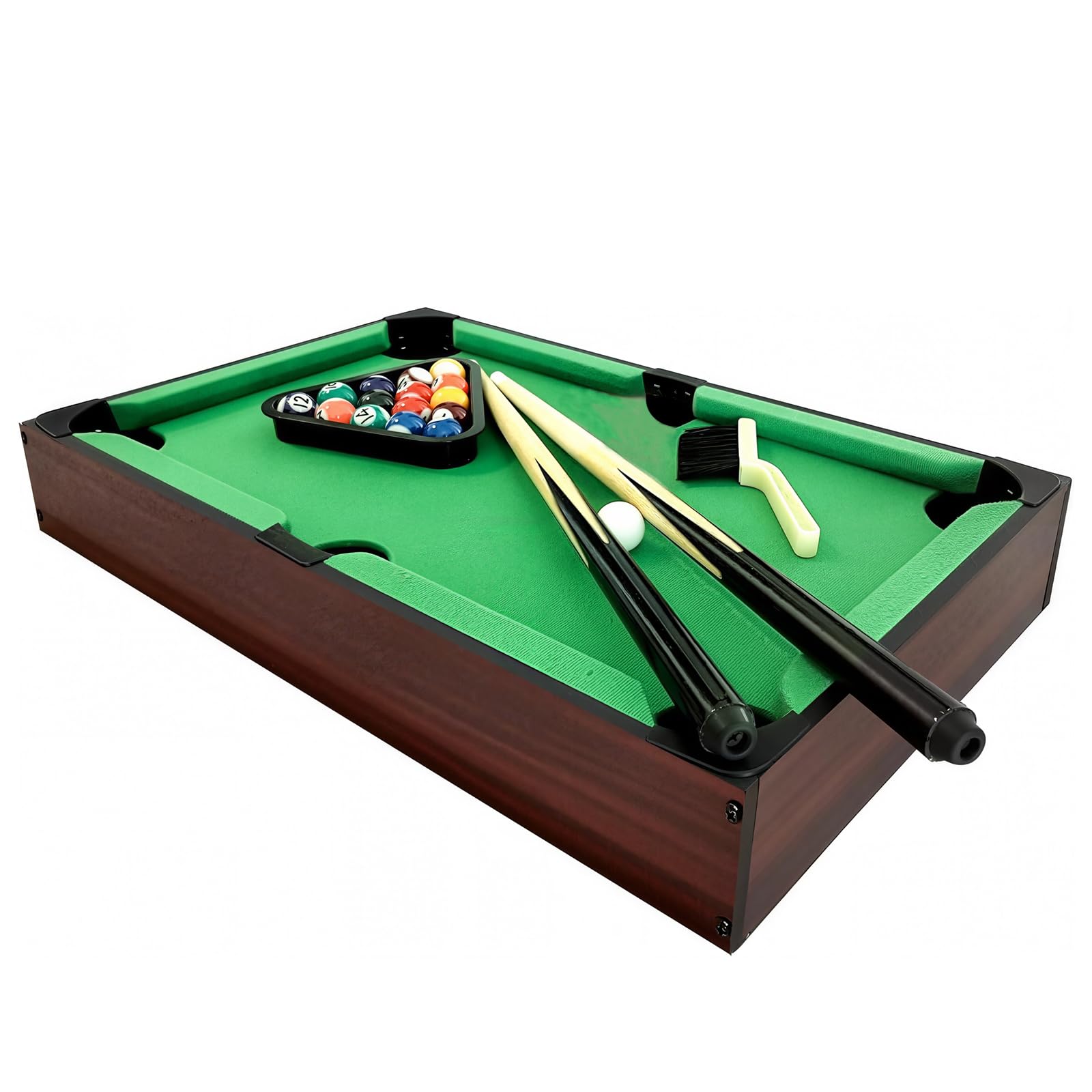 20.5" Mini Pool Table Top Game for Kids & Adults - Wooden Tabletop Billiards Set with 16 Balls, 2 Cues, Triangle - Portable Desk Snooker Fun (MIX)