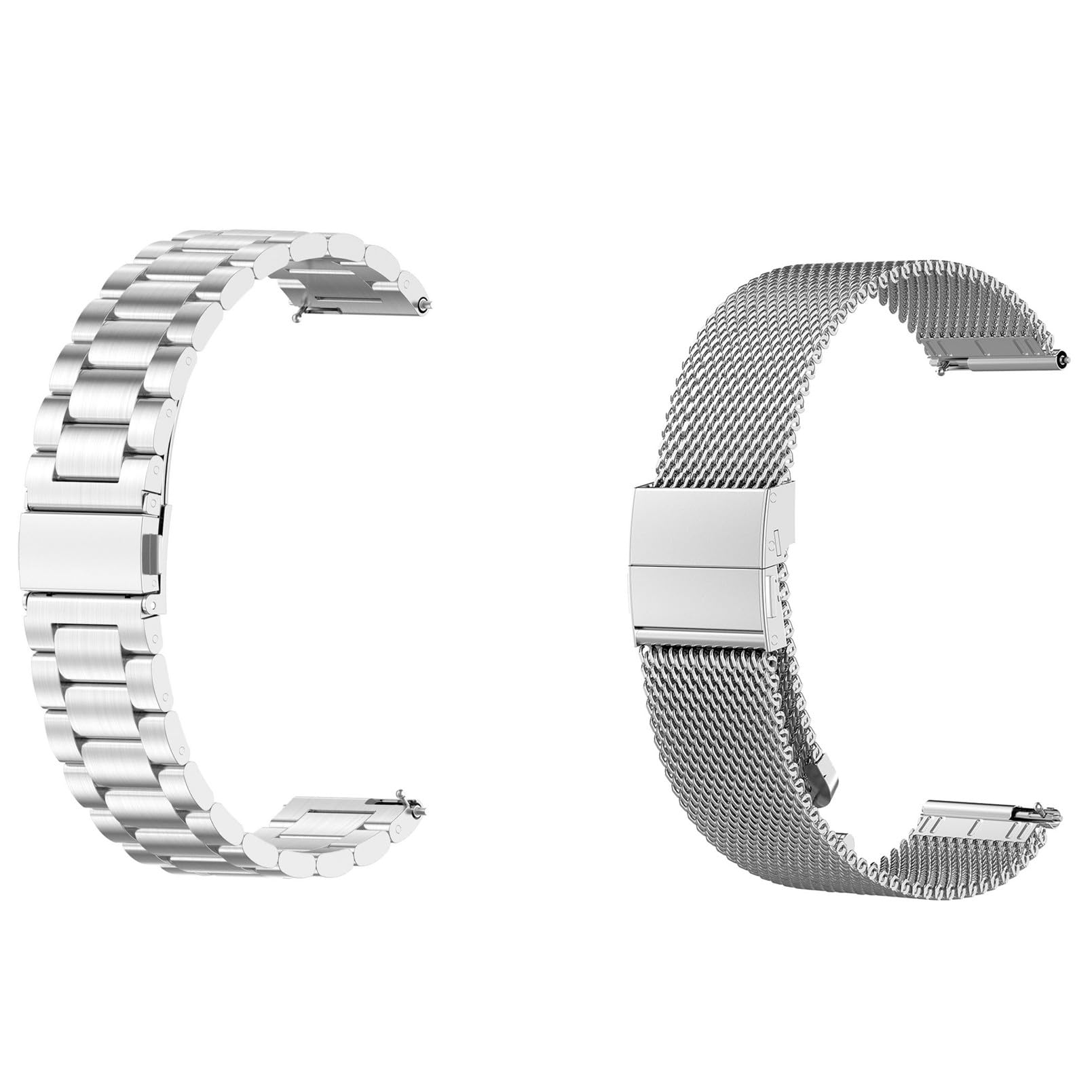 2 Pack Metal Strap Compatible with Amazfit Active 2 Straps, 20mm Stainless Steel Mesh Replacement Wristband for Amazfit Active 2 Smart Watch (Silver)