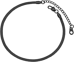FOCALOOK Bracelet de Cheville Femme Ajustable 22+5cm en Acier Inoxydable Chaîne de Pied à Maille Miroir 3mm/5mm