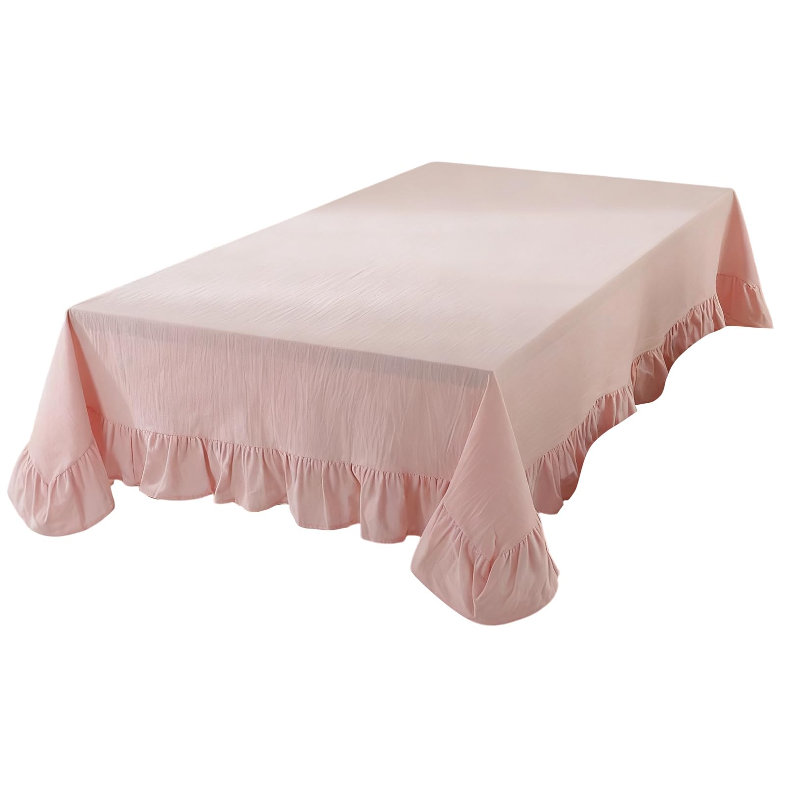 Jazuaiao Farmhouses Tablecloth Cotton Stain Resistant Decorative Ruffled Trim Rectangular Table Cover for Home Parties Event Cotton Tablecloth