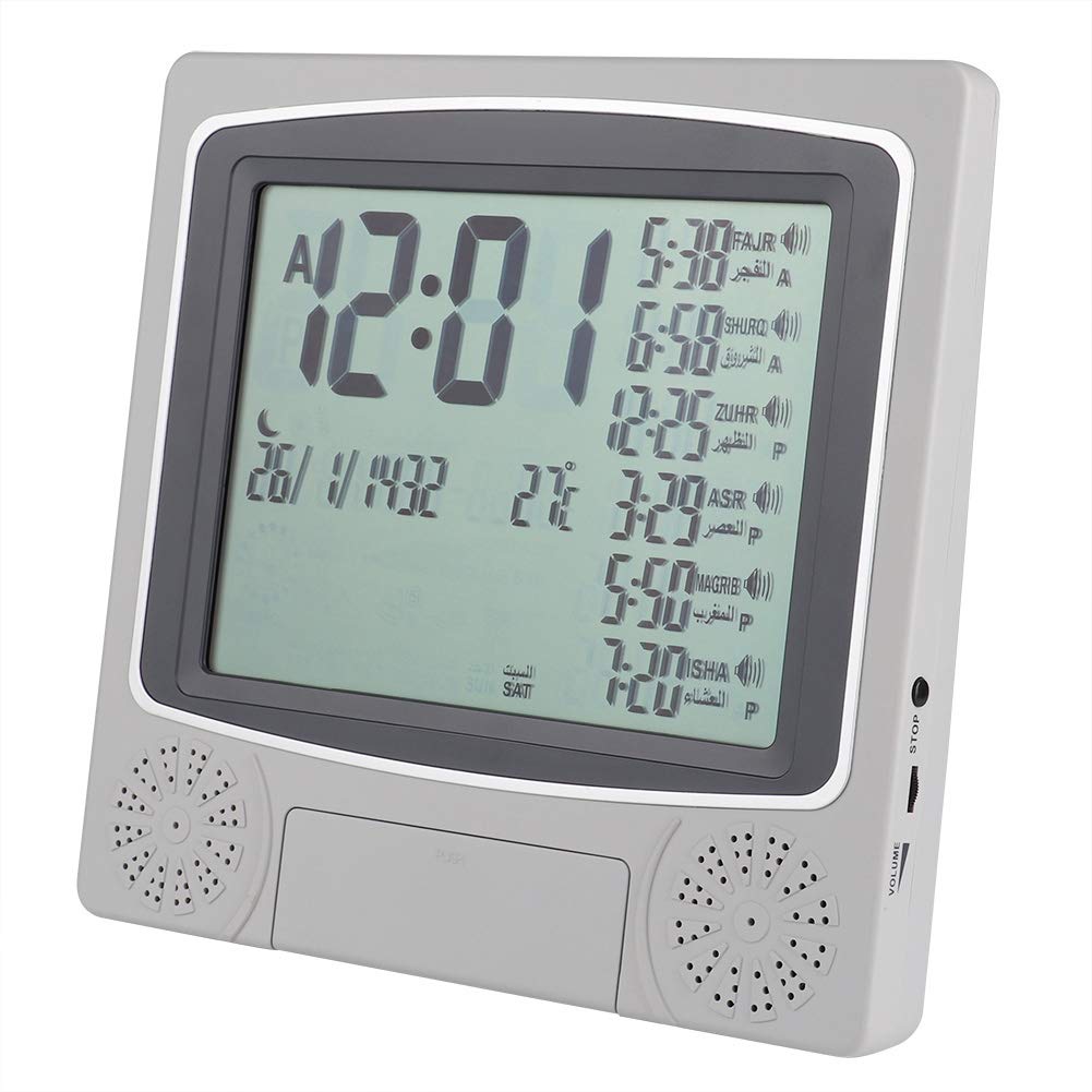 Wifehelper Azan Clock Prayer Timer Digital Table Clock Mulsim Prayer Alarm White With Pen