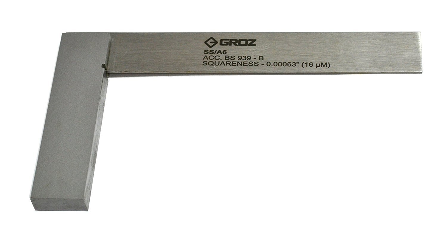 Groz 01003 6" Precision Steel Square, 16 Microns Squareness
