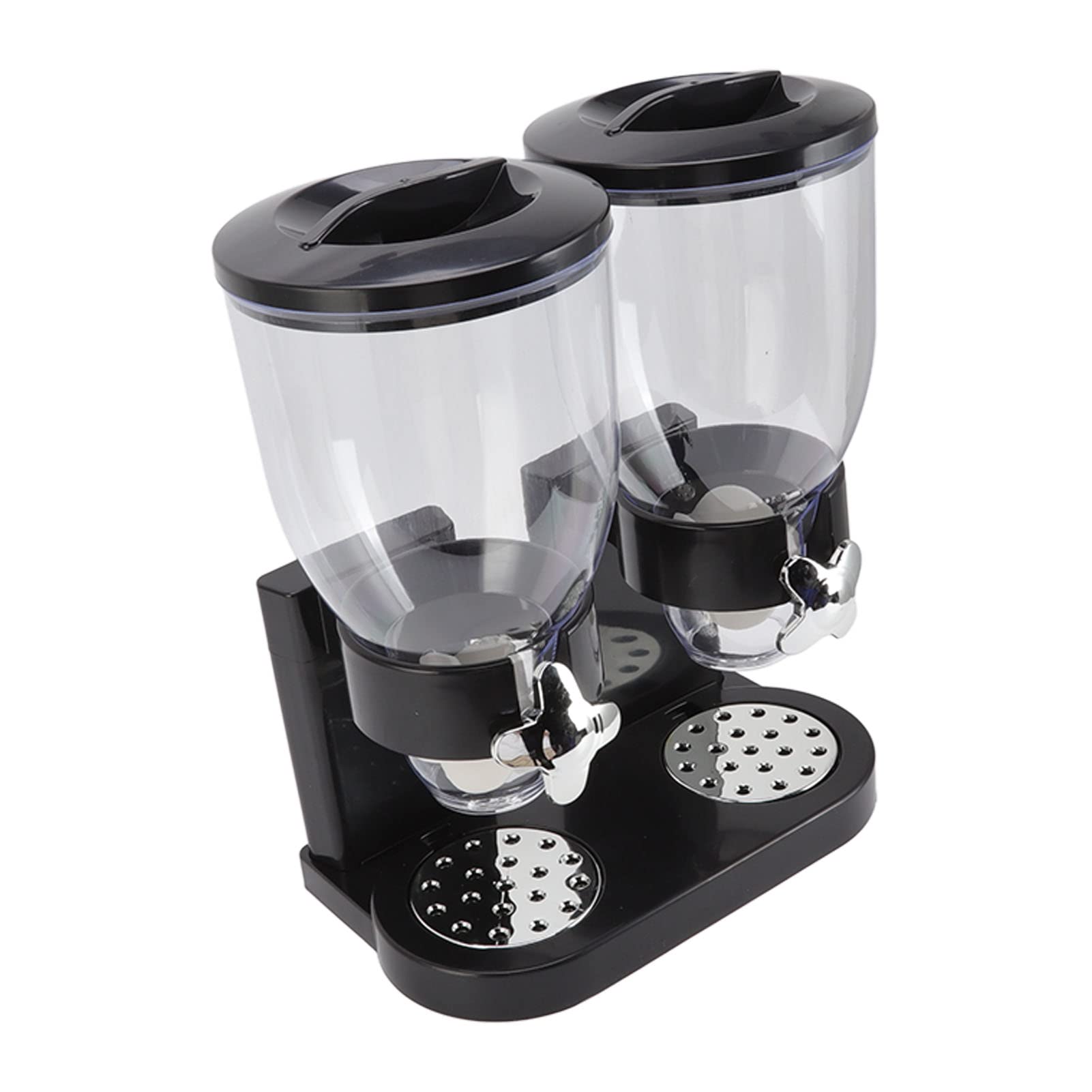 Ejoyous Dispensador de Cereales Dispensador de Cereales Doble ABS 7L Operación de Hermético Control de Porciones de 1 Oz Encimera Almacenamiento de Alimentos Secos para Cocina Hogar Uso (BLACK)
