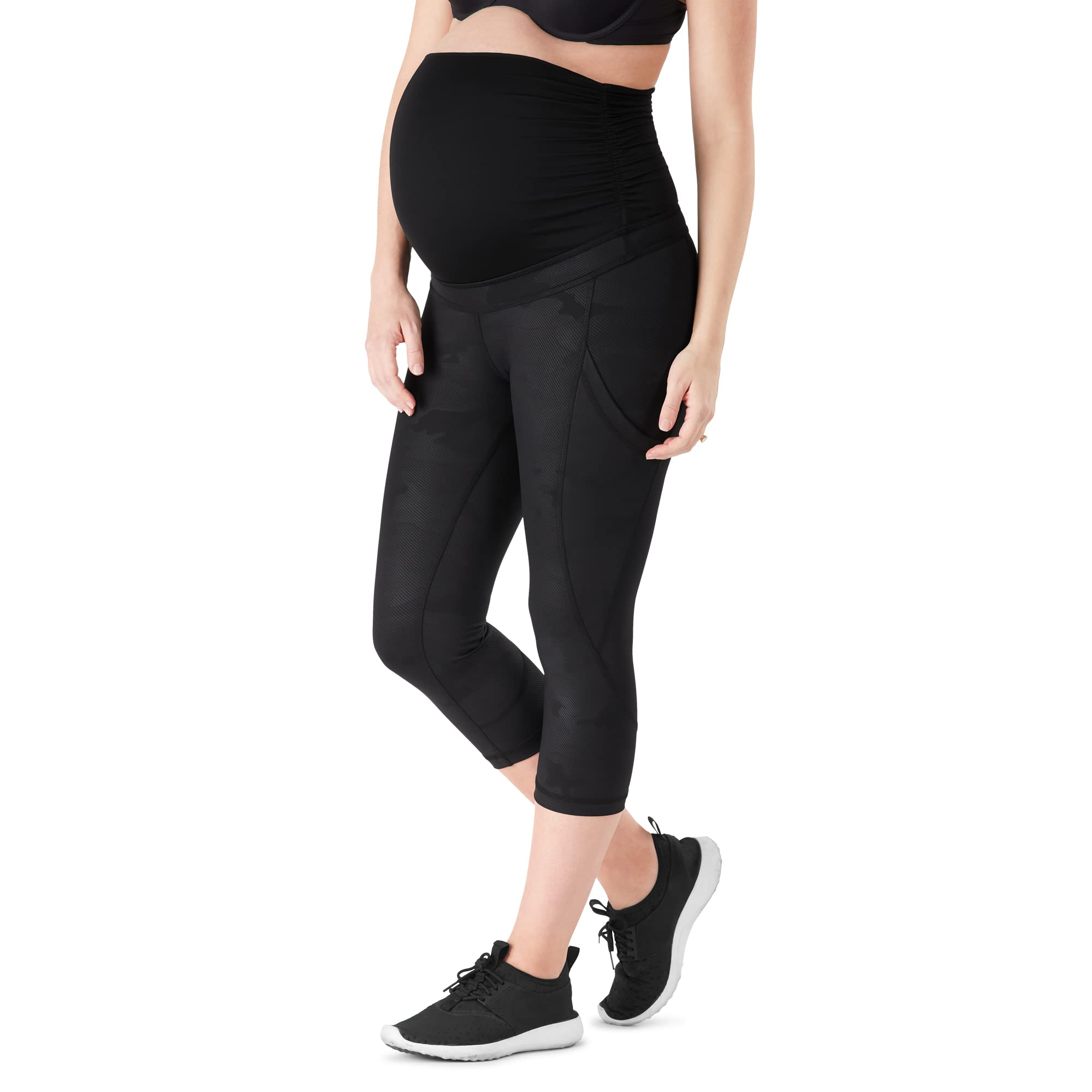 Belly Bandit Power Capri Leggings para mujer, para embarazo, para embarazo, uso activo, apoyo elástico, maternidad Capri Black-camo (L) X-Large