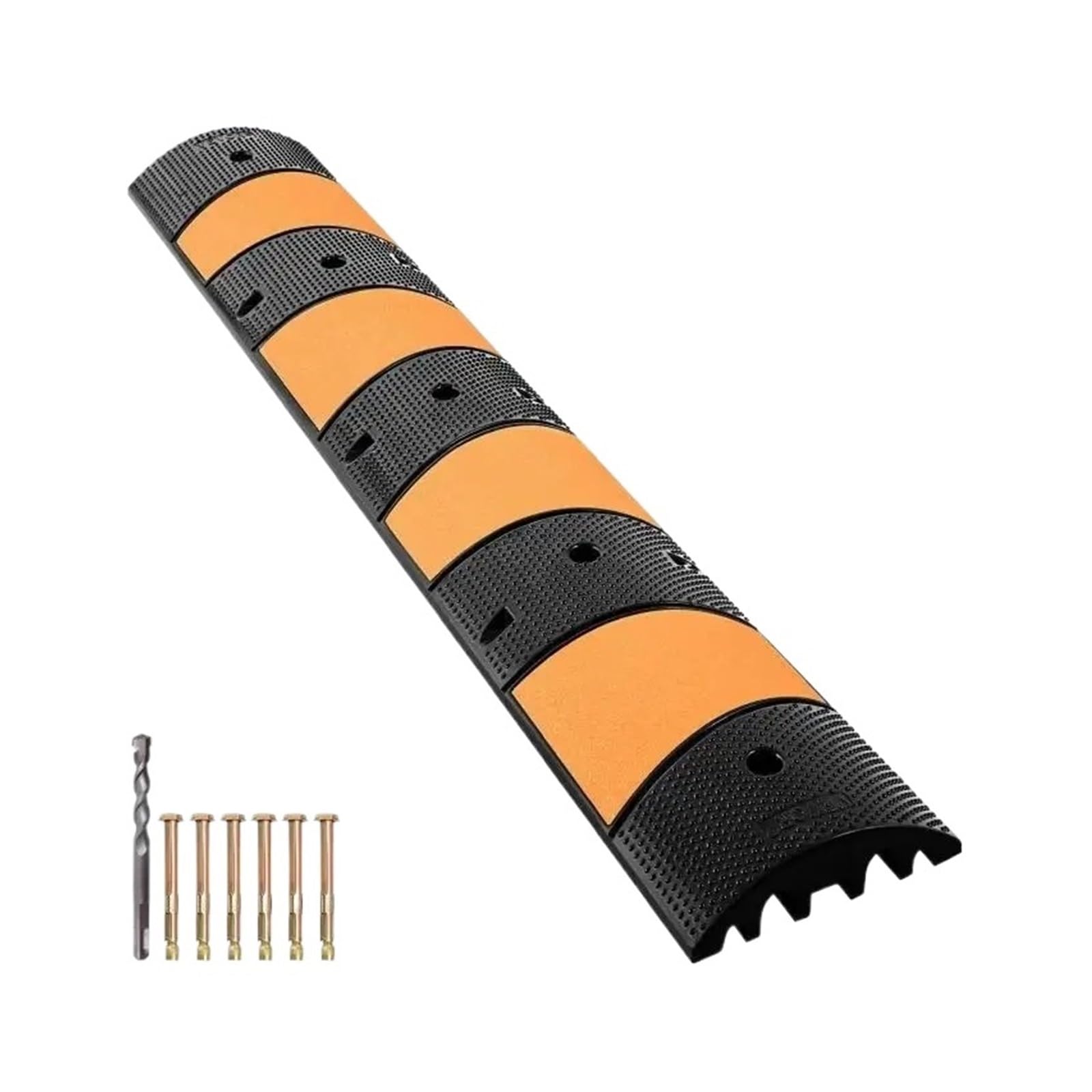 Ground Speed Bumps Rubber Speed Bump 2 Channel Hump 72.8 X 12. Garage Cable Ramp for Asphalt Concrete Gravel Driveway-6 FT(2 PCs)