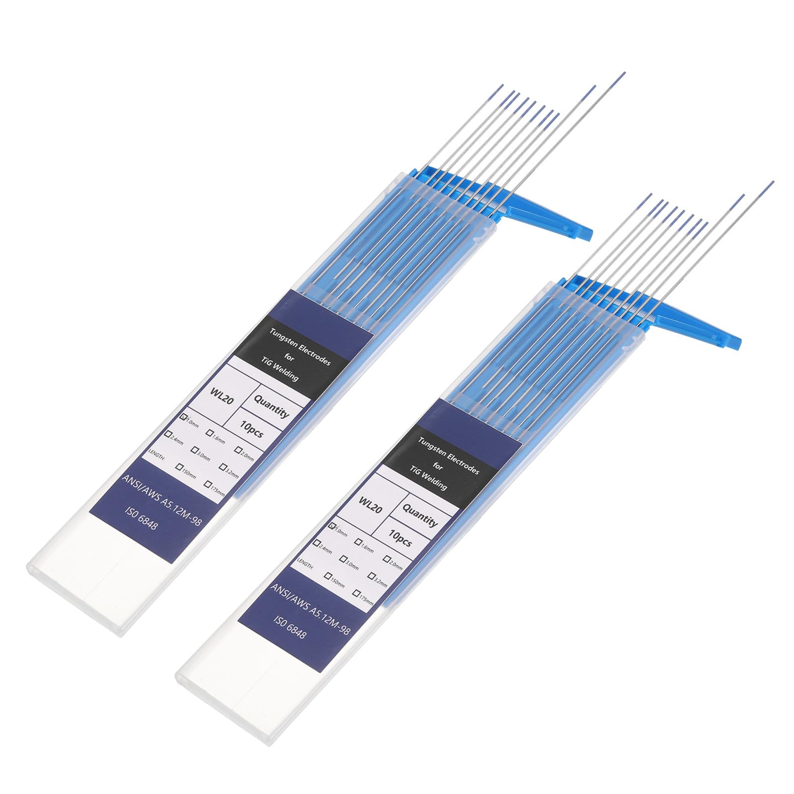 HARFINGTON 20pcs TIG Welding Tungsten Electrodes 0.04" x 7" 1.8-2.2% Lanthanum for Stainless Steel Welding, Aluminum Magnesium Alloy Welding Aerospace Automobile Manufacturing, Blue WL20