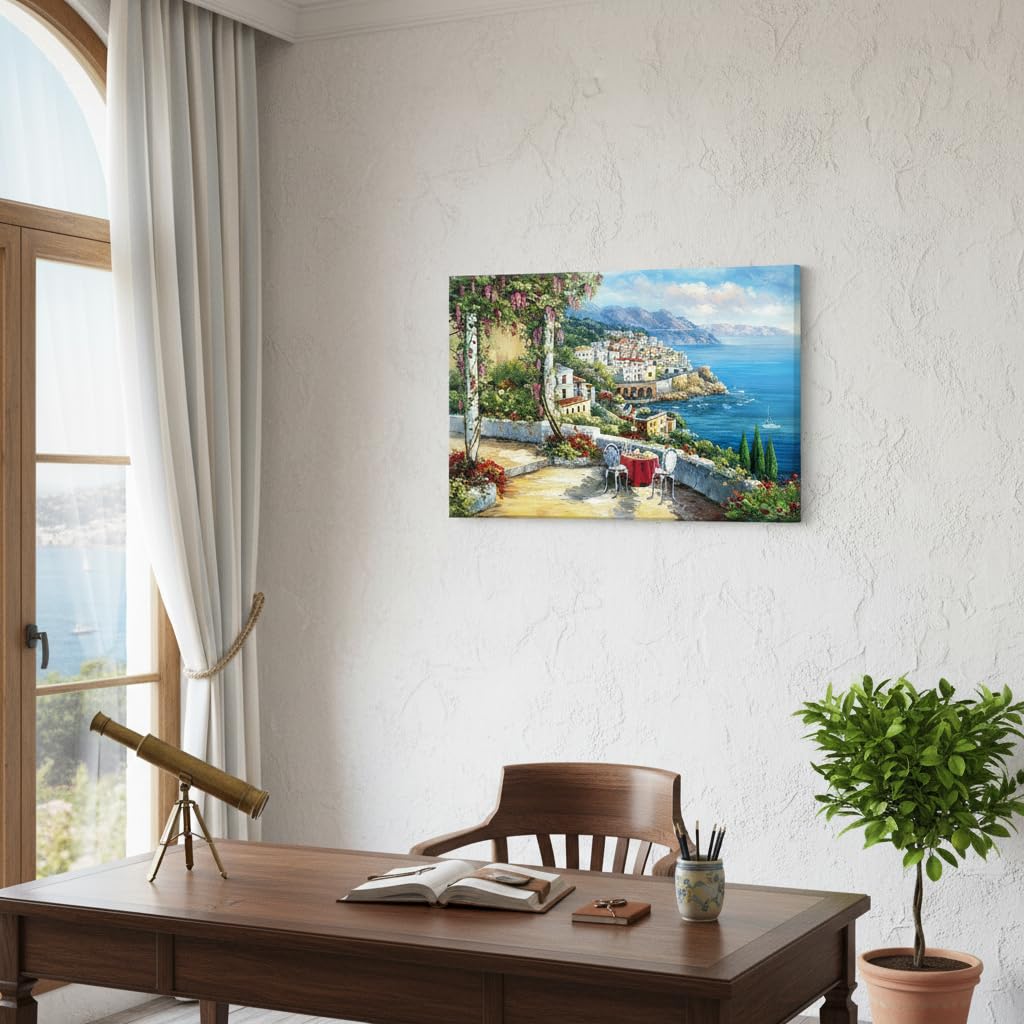 SD SOFT DANCE European Town Canvas Wall Art - Coastal Flower