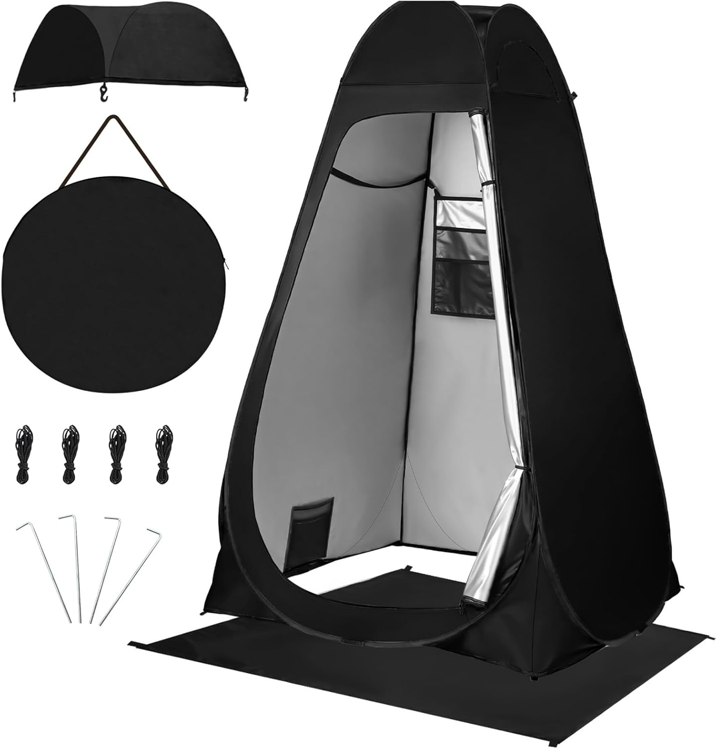 Pop Up Tent for Beach, Hiking, Fishing, Outdoor Privacy Bathroom with Rain Shelter & Windows, Pop Up Changing Tent -Portable Carrying Bag,47.2" x 47.2" x 74.8" (Black)
