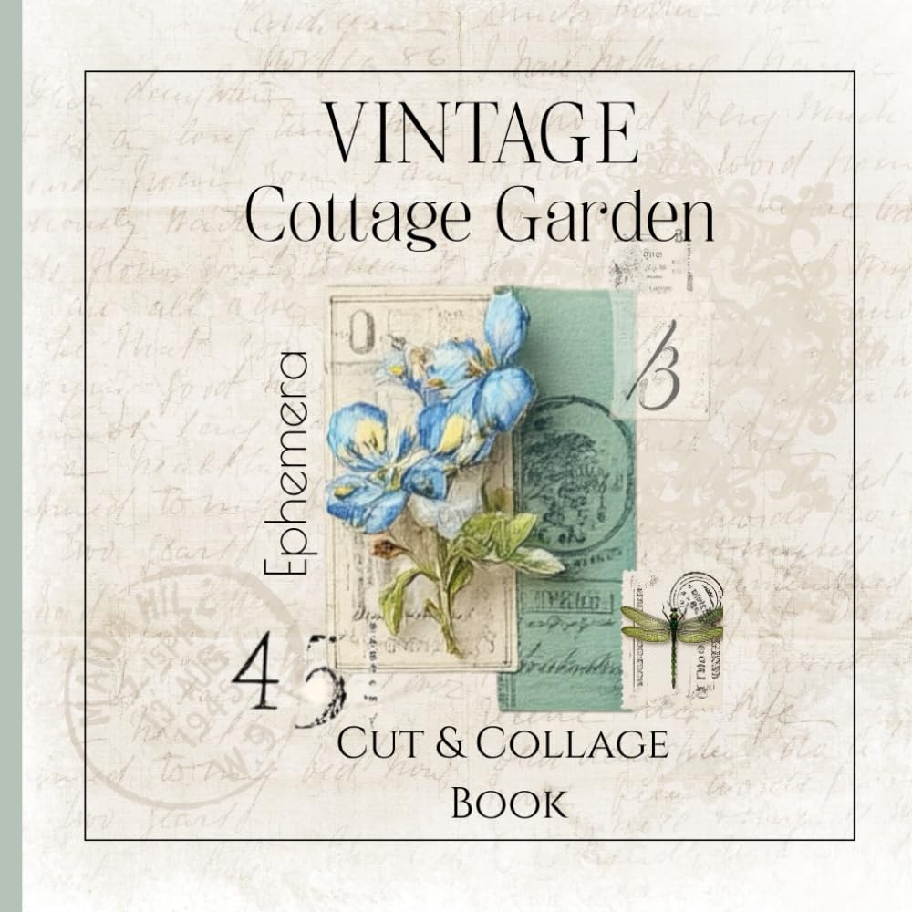Livre d'éphemera Vintage Cottage Garden pour découpage et collage créatif de scrapbooking