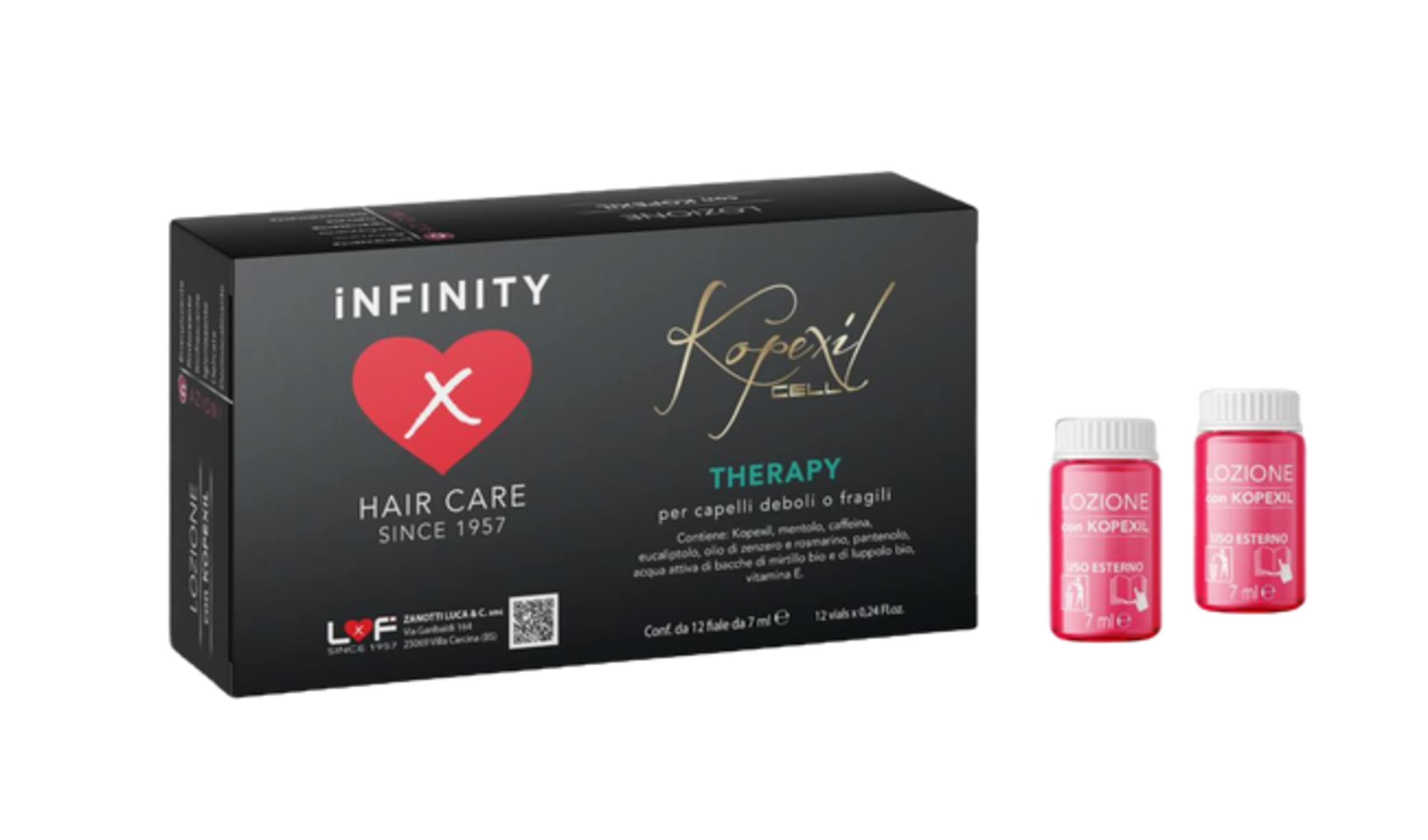 Infinity Hair Care Kopexil Cell Therapy – intensywna pielęgnacja włosów słabych lub łamliwych, 12 ampułek 7 ml