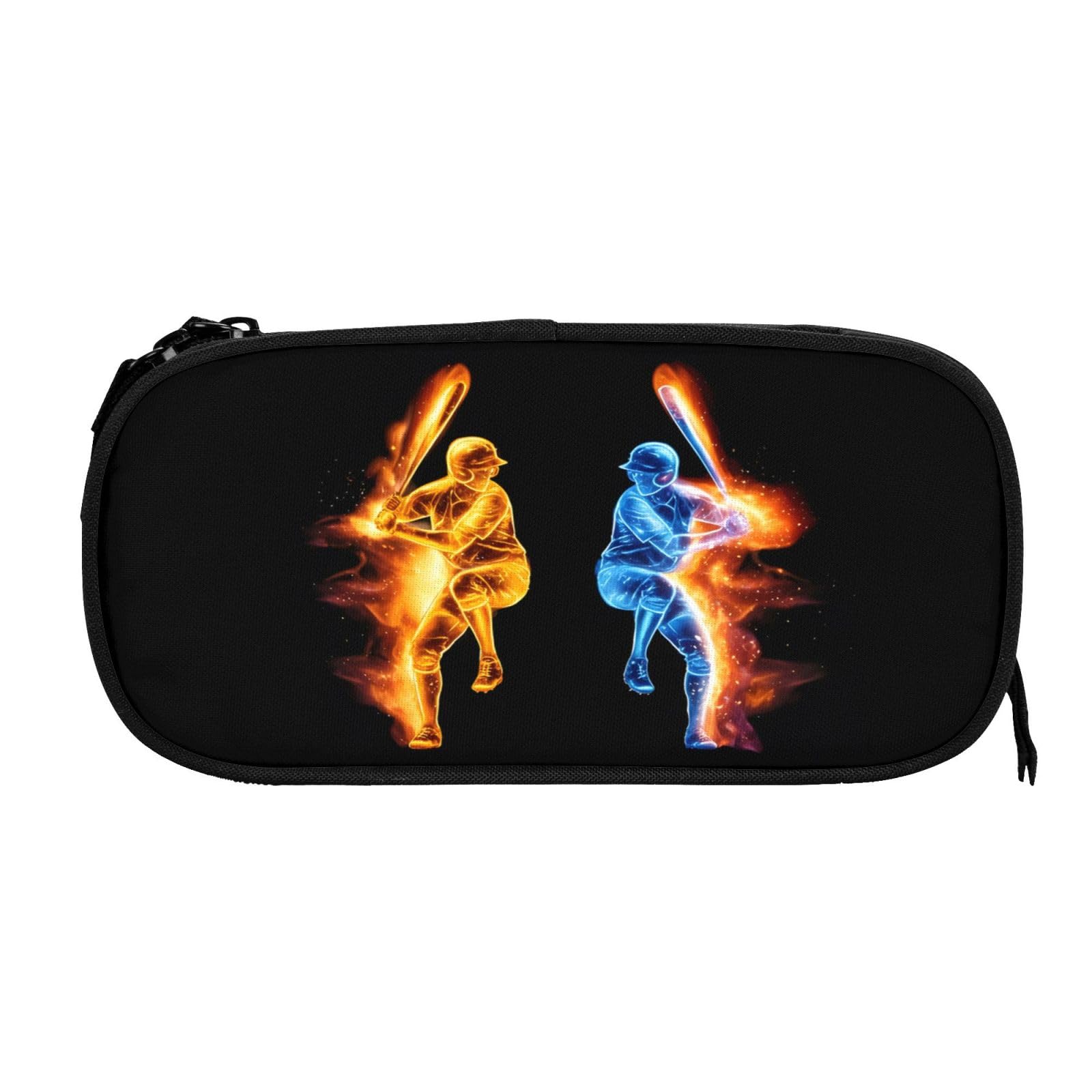 Large Capacity Baseball Themed Pencil Case, Black Sports Zipper Pencil Box for Boys Girls, Cool Durable Pencil Pouch, Stationery Organizer Multifunction Pencil Bag, Holder for Pencils and Pens