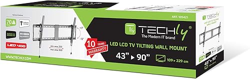 Miniatura 2 de Techly 105421 Soporte de pared inclinable LED LCD TV 43-90 pulgadas resistente y plegable negro