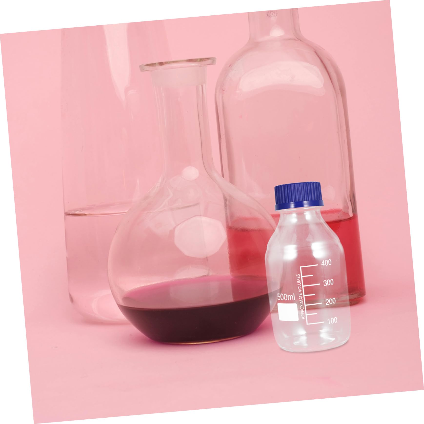 Zerodeko 2 Stück Laborflaschen aus Glas 500ml mit Blauem Schraubverschluss Auslaufsichere Reagenzflaschen mit Skala für Chemische Forschung und Laboranwendungen