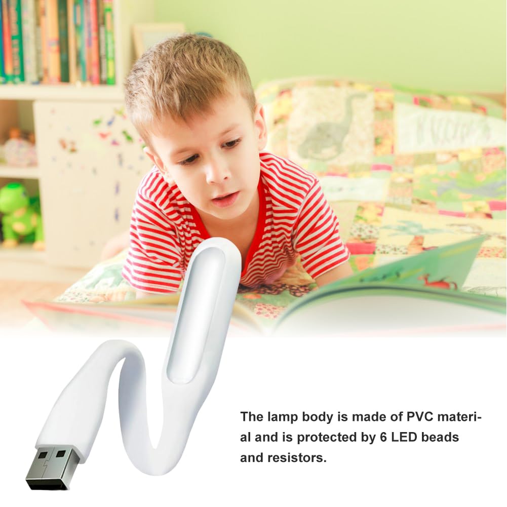 Cerioll Lampka USB, mini lampa LED USB, 3 sztuki, elastyczne światło do czytania, do notebooka, komputera, klawiatury, białe