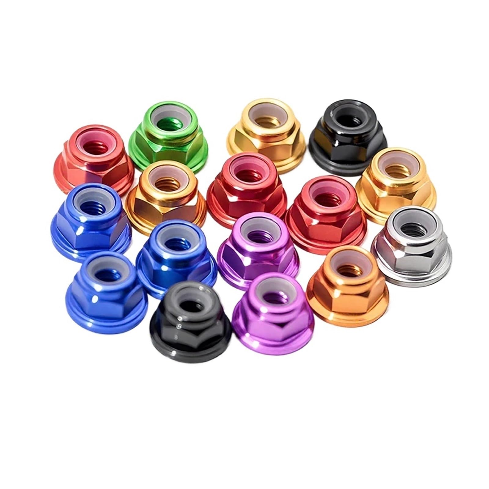 Tuerca Autoblocante Tuerca de bloqueo aluminio 200 piezas para Tornillos | M2 .5 M3 M4 M5 M6 M8 Inserto de nailon de aleación colorida autoblocante(Orange,M2 (200pcs))