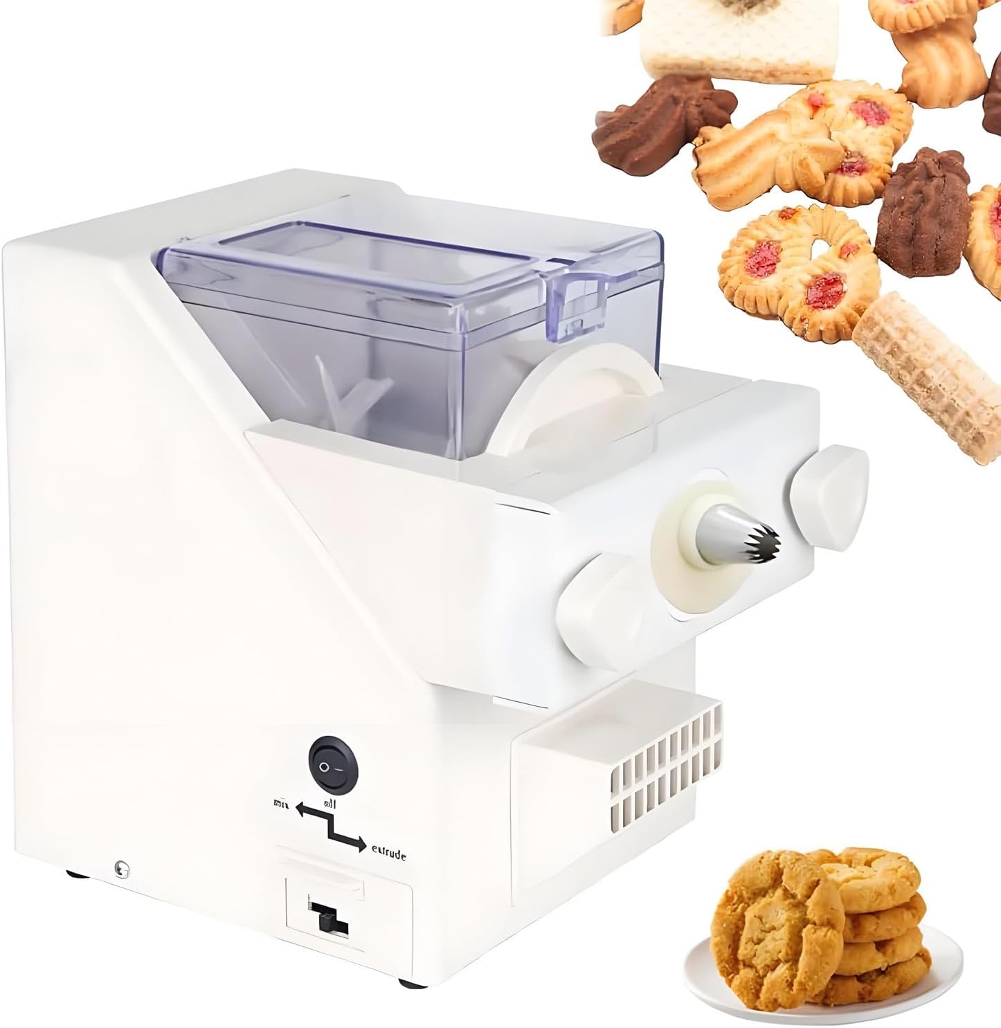 Electric Cookie Press Biscuit Maker,Commercial Cookies Making Machine,Automatic DIY Baking Biscuit Maker,with Various Cookie & Noodle Molds,for Bakeries,Hotels,Kitchens,Homes,Parties