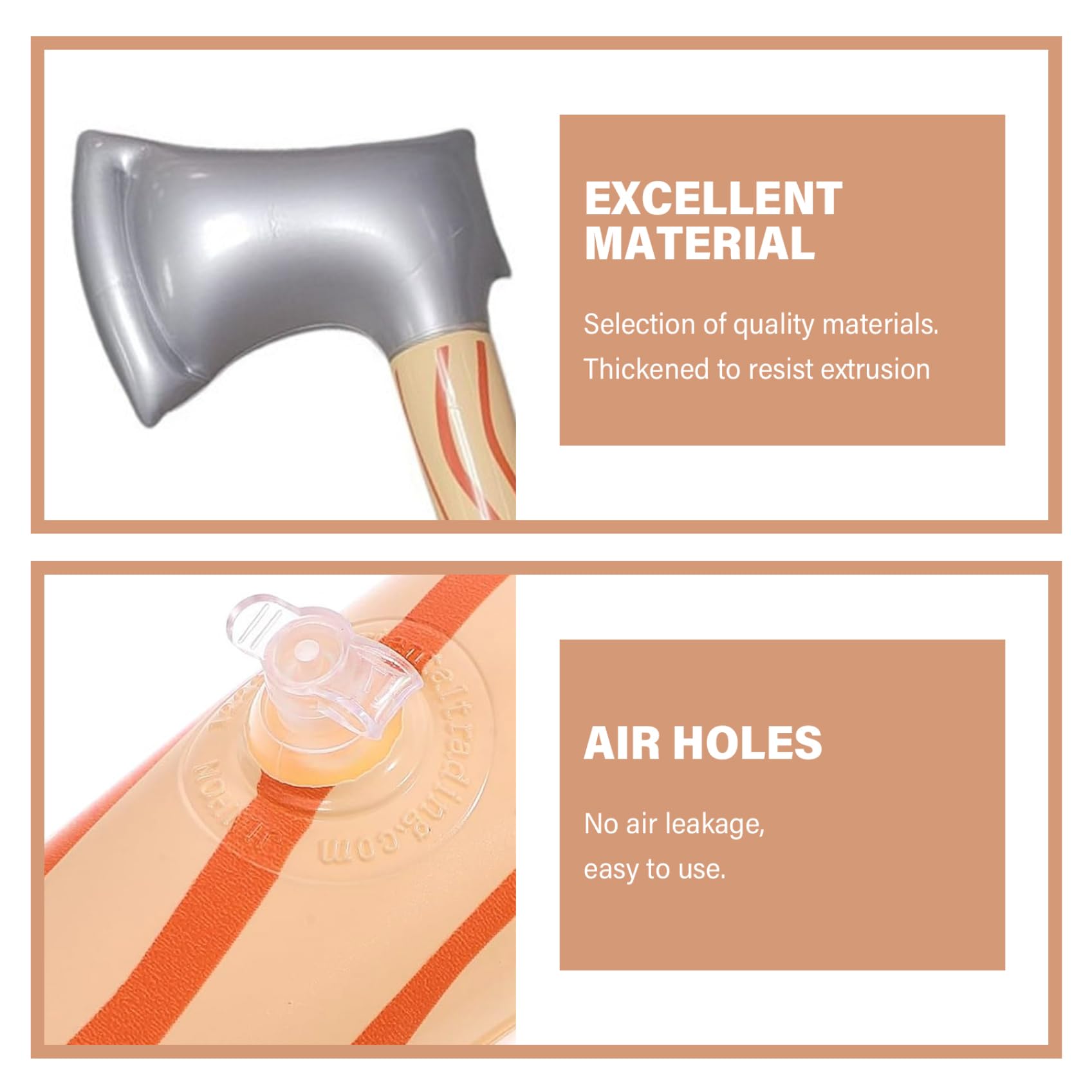 Aufblasbare Axt – 3-teilige realistische, auslaufsichere PVC-Axt, 23-Zoll-handgehaltene, leichte Halloween-Requisite für Cosplay-Partygeschenke