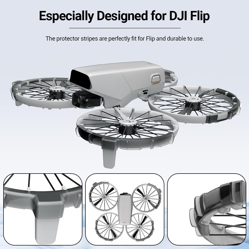Protective Guard Bumper Ring for DJI Flip Drone Propellers Bezel Anti-Collision Protectors Prop Frame Cover Guards Accessories (Black)