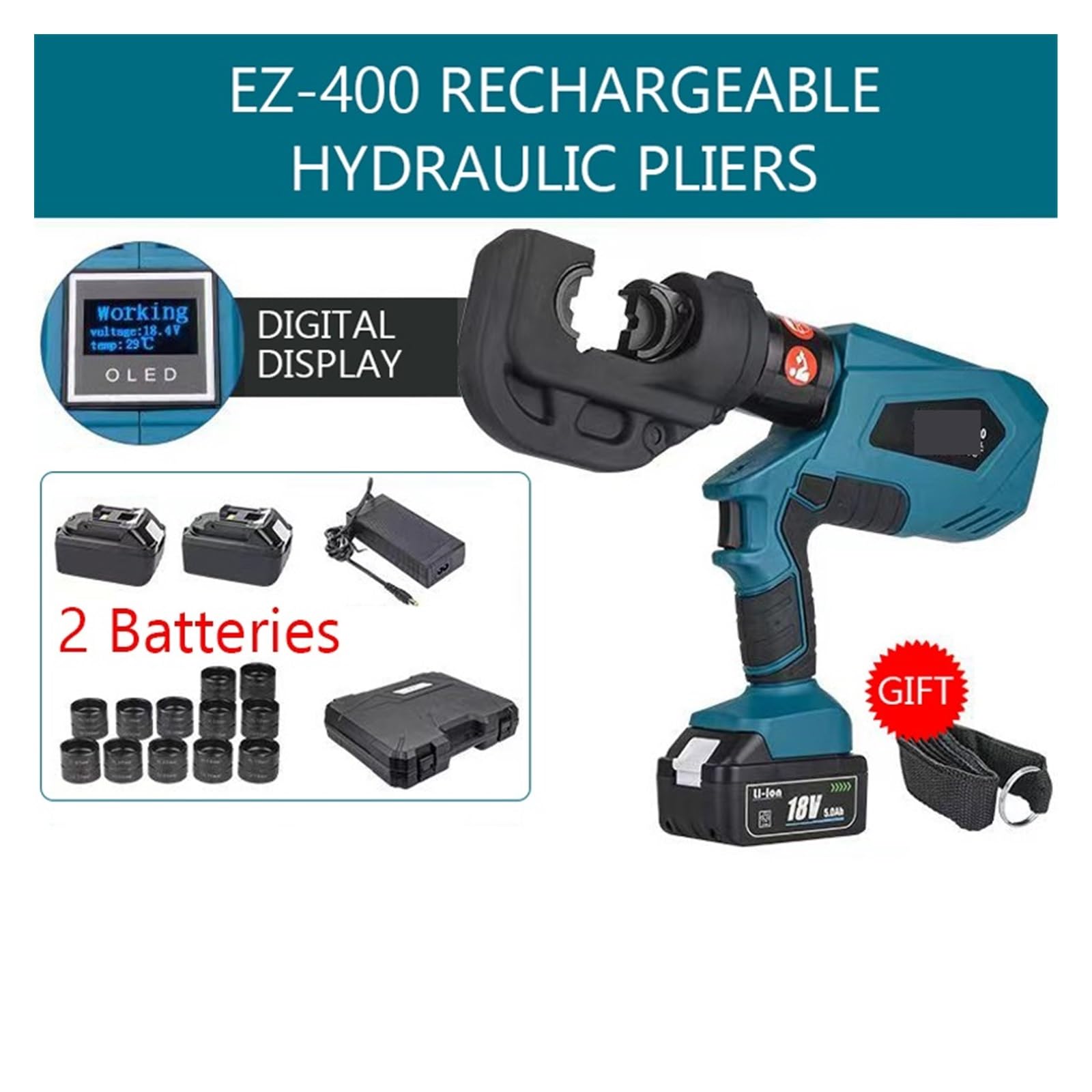 Pressatrice Multistrato Pinza ricaricabile Crimpatura elettrica DC18V / 4Ah a crimpare ricarica Strumento Prezzo fabbrica(EZ-400 2 Batteries)