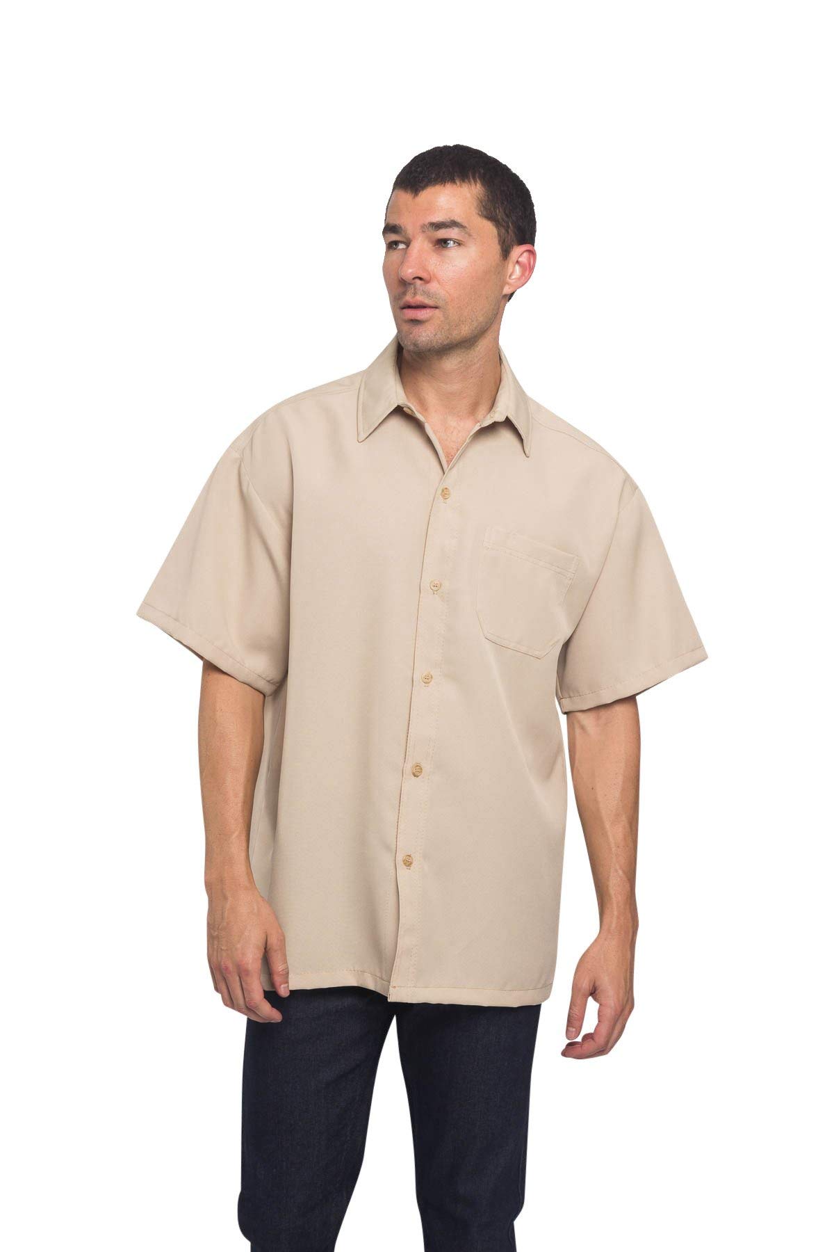 G-Style USAWestern Style Casual Solid Short Sleeve Button Up Shirt Y1000 - Khaki - 4X-Large