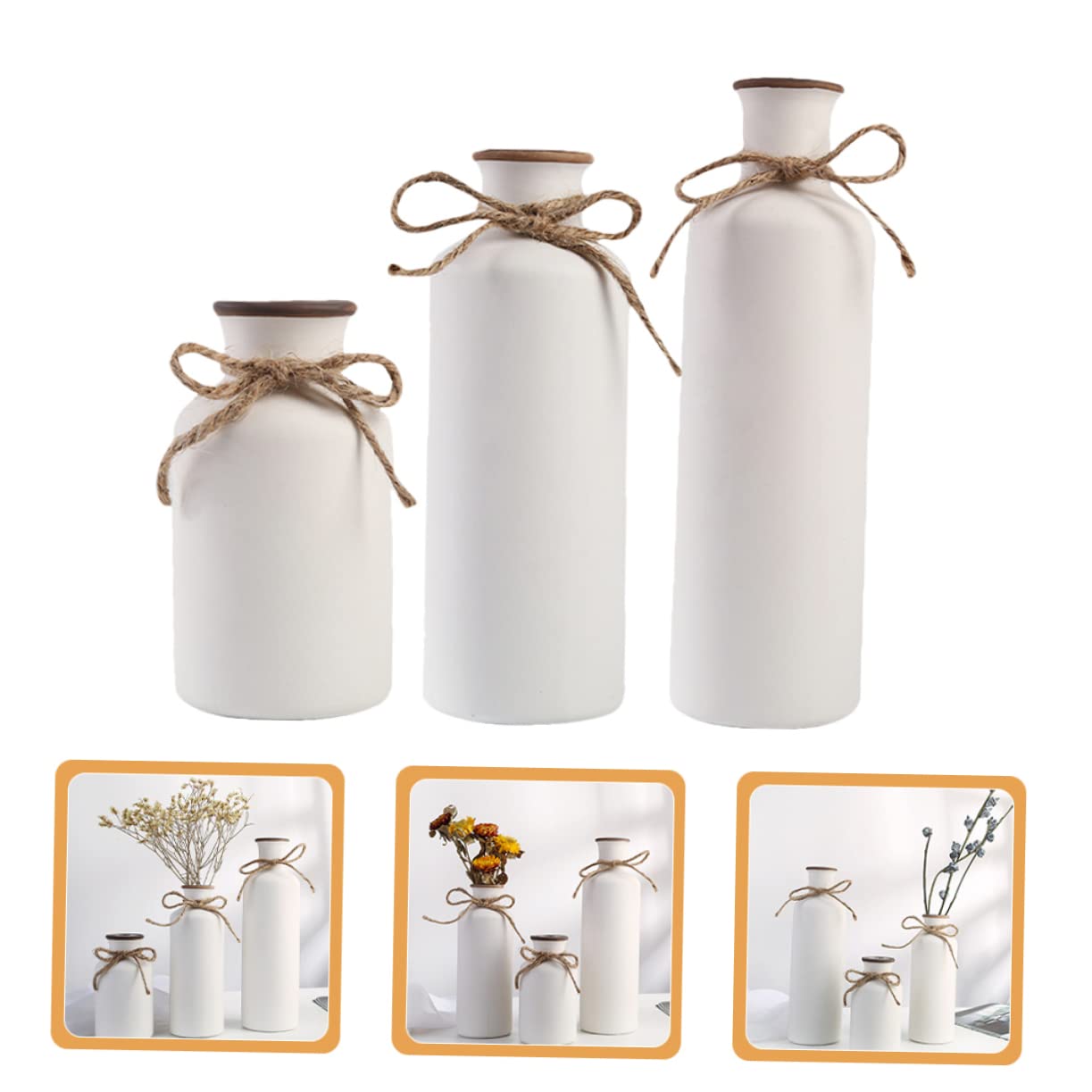 MAGICLULU Set 3 Vasi in Ceramica per Fiori da Interno, Design Semplice ed Elegante, Creano Un'atmosfera Confortevole, per Decorare la Casa o Feste Natalizie