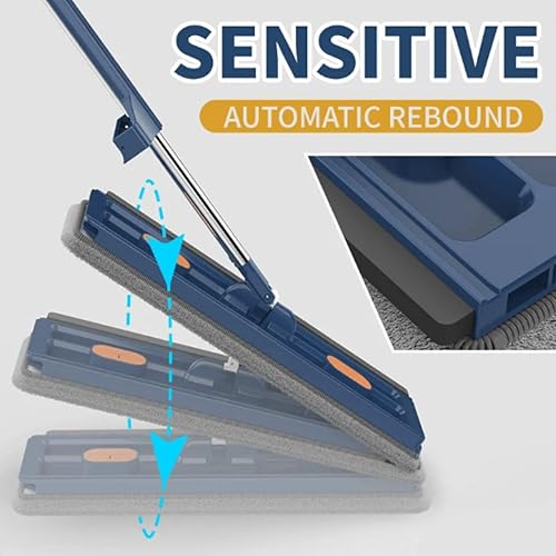 Miniatura 4 de Roseionly - Trapeador plano grande, estilo de trapeador plano grande, giratorio de 360 con mango largo ajustable de acero inoxidable de 54 pulgadas