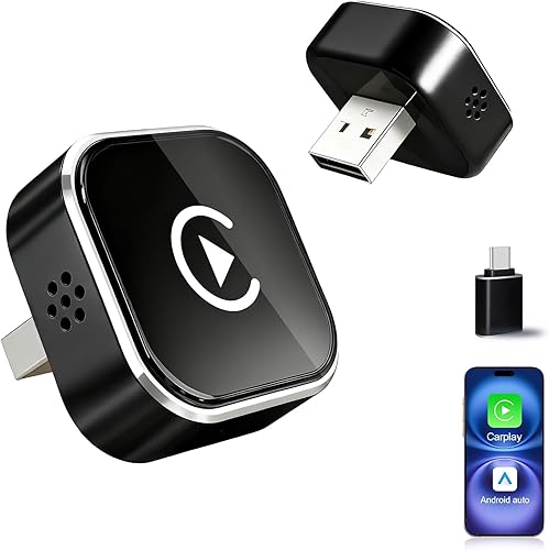 Mini adaptador inalámbrico CarPlay para iPhone, 2 en 1 para Apple Carplay y adaptador automático de Android, convertir con cable a inalámbrico, Plug