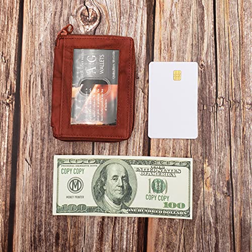 Image of ag wallets Mens Zip Around Leather Wallet with Inserts (Burgundy)