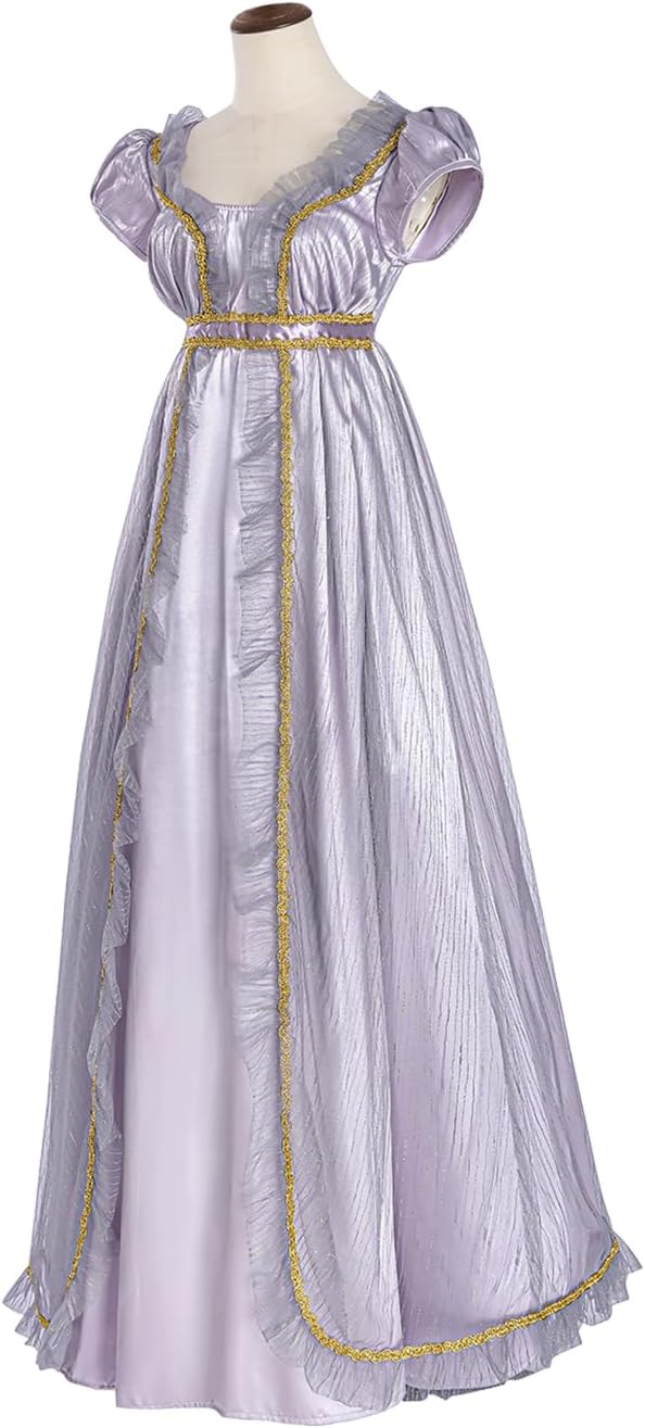 CR ROLECOS Regency Dress Women Regency Costume Champagne Gold Empire Victorian Gown - Image 3