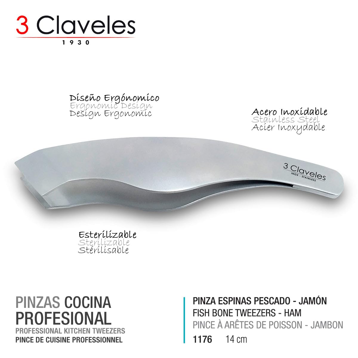 Juego Profesional de Soporte Jamonero Plegable en Acero Inoxidable y Cuchillos 3 Claveles, Funda y Chaira (TC01737K2)