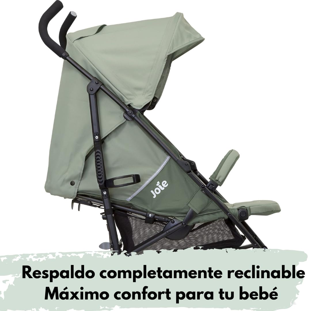 Joie Nitro LX – Cochecito de viaje con función reclinable, suspensión individual y respaldo ajustable, incluye protección contra insectos y lluvia