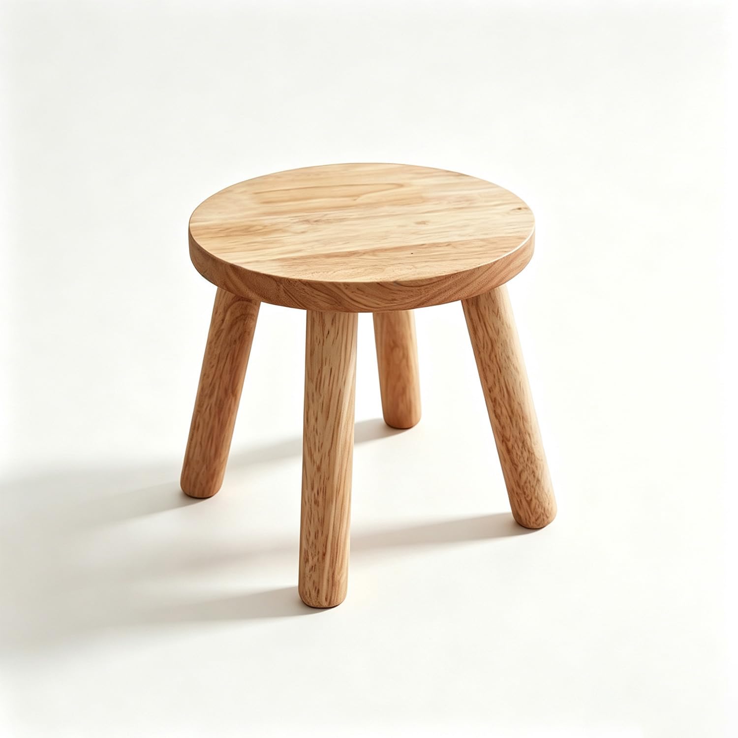 Senaire Small Wooden Stool 24X24X24cm, Round Rustic Wood Footstool, Milking Stool for Bedroom, Bathroom, Kitchen, Entryway, Living Room, Small Side Table for House Plants, Easy To Assemble