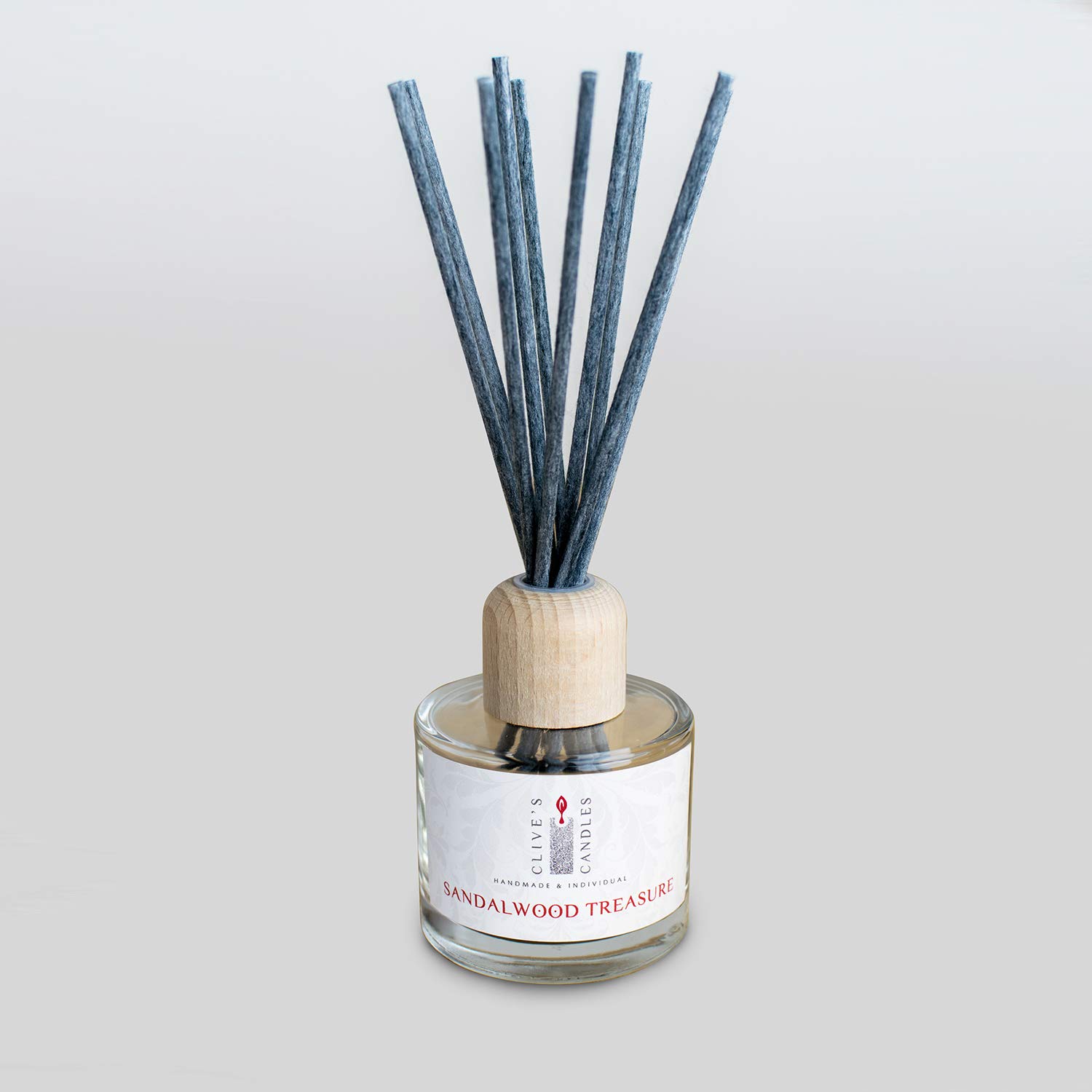 Clive's Candles, Sandalwood Treasure Scented, Reed Diffuser, 100ml, Lasts 6-9 Months