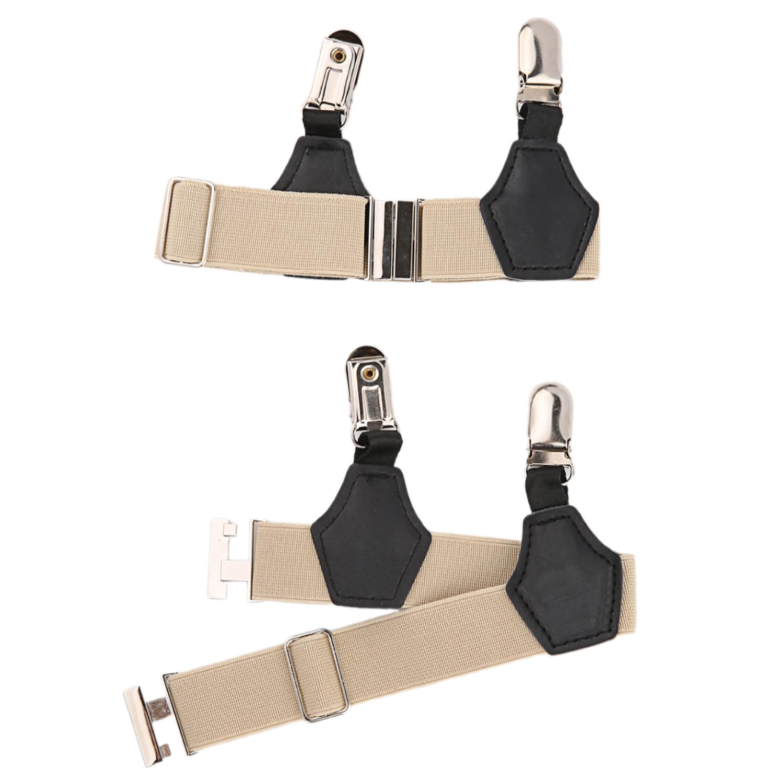 Murye Unisex Apricot Colored Doub 2Pcs Adjustable Men's Sock Stays Elastic Garters Belt With Reinforced Metal Clips Suspenders For Stockings Elastic Socks Holder Garters